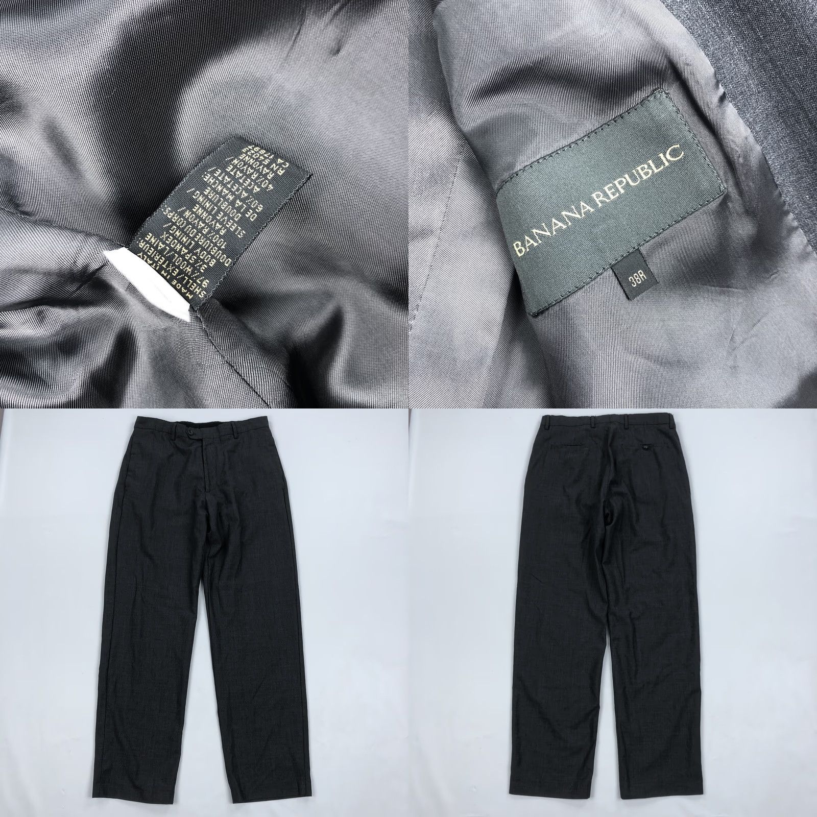 Banana Republic Banana Republic Men's 38R Suit Jacket Wool Blend Charcoal Gray 2 Piece Notch Lapel Single Breasted 40in Chest Regular Vintage? No (Y2K) Size 38R - 9 Thumbnail