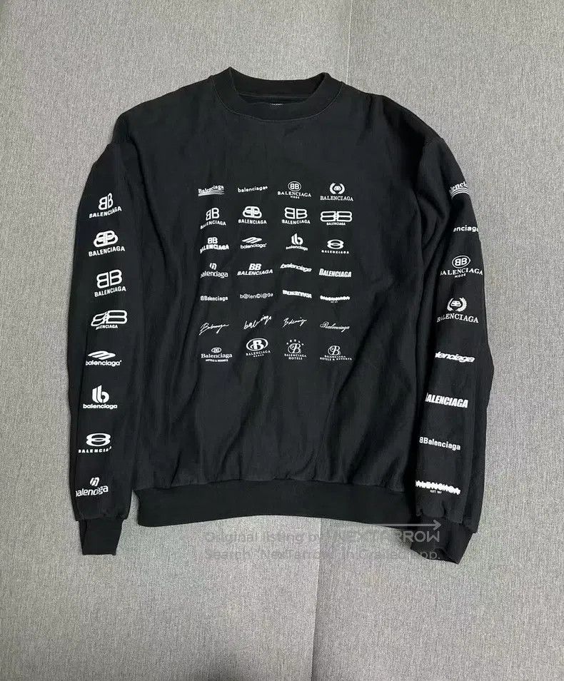 Balenciaga Balenciaga Best-Selling Full Print Logo Hoodie Size US S / EU 44-46 / 1 - 1 Thumbnail
