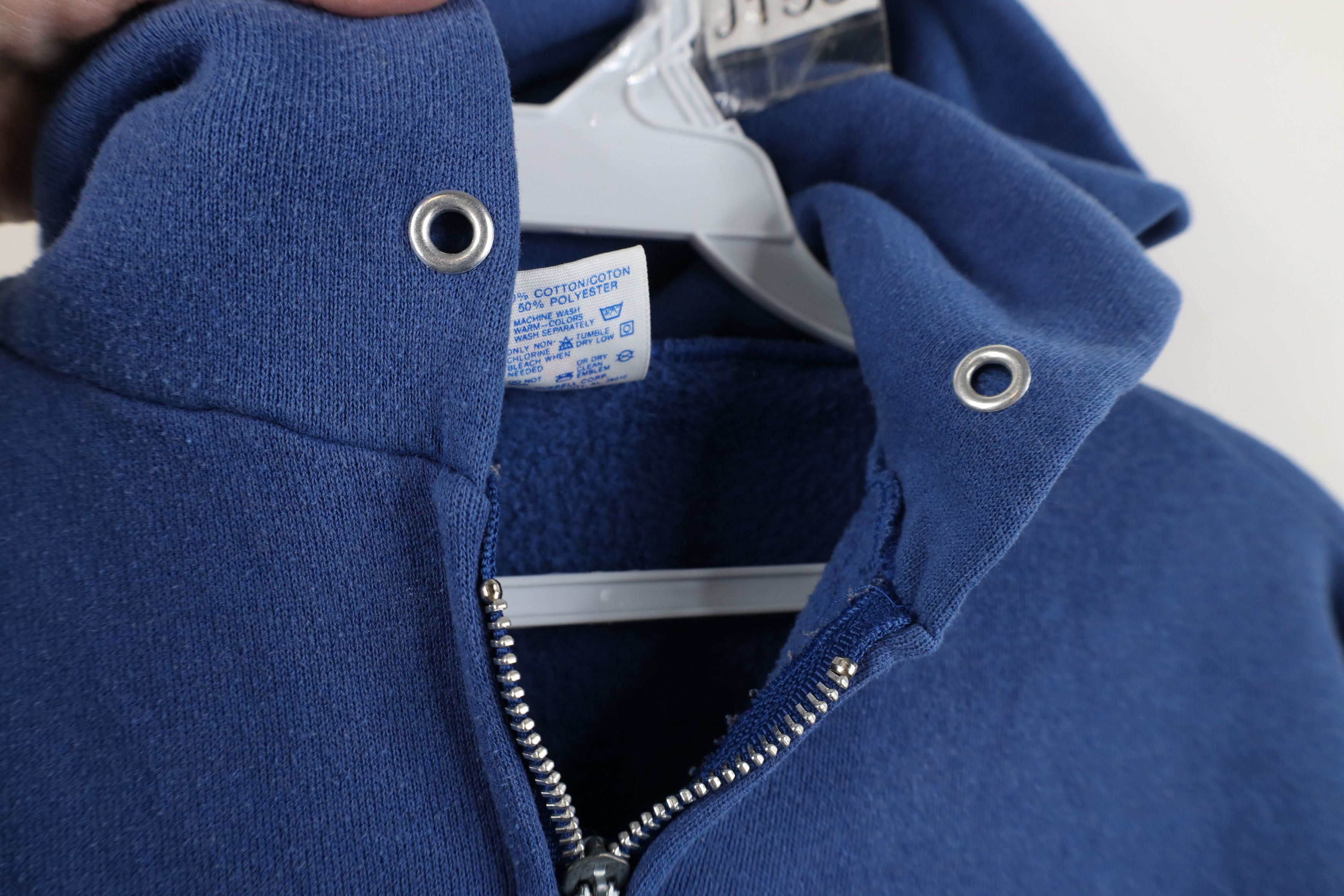Vintage Vintage 80s 90s Streetwear Blank Full Zip Hoodie Blue USA Size US L / EU 52-54 / 3 - 9 Thumbnail