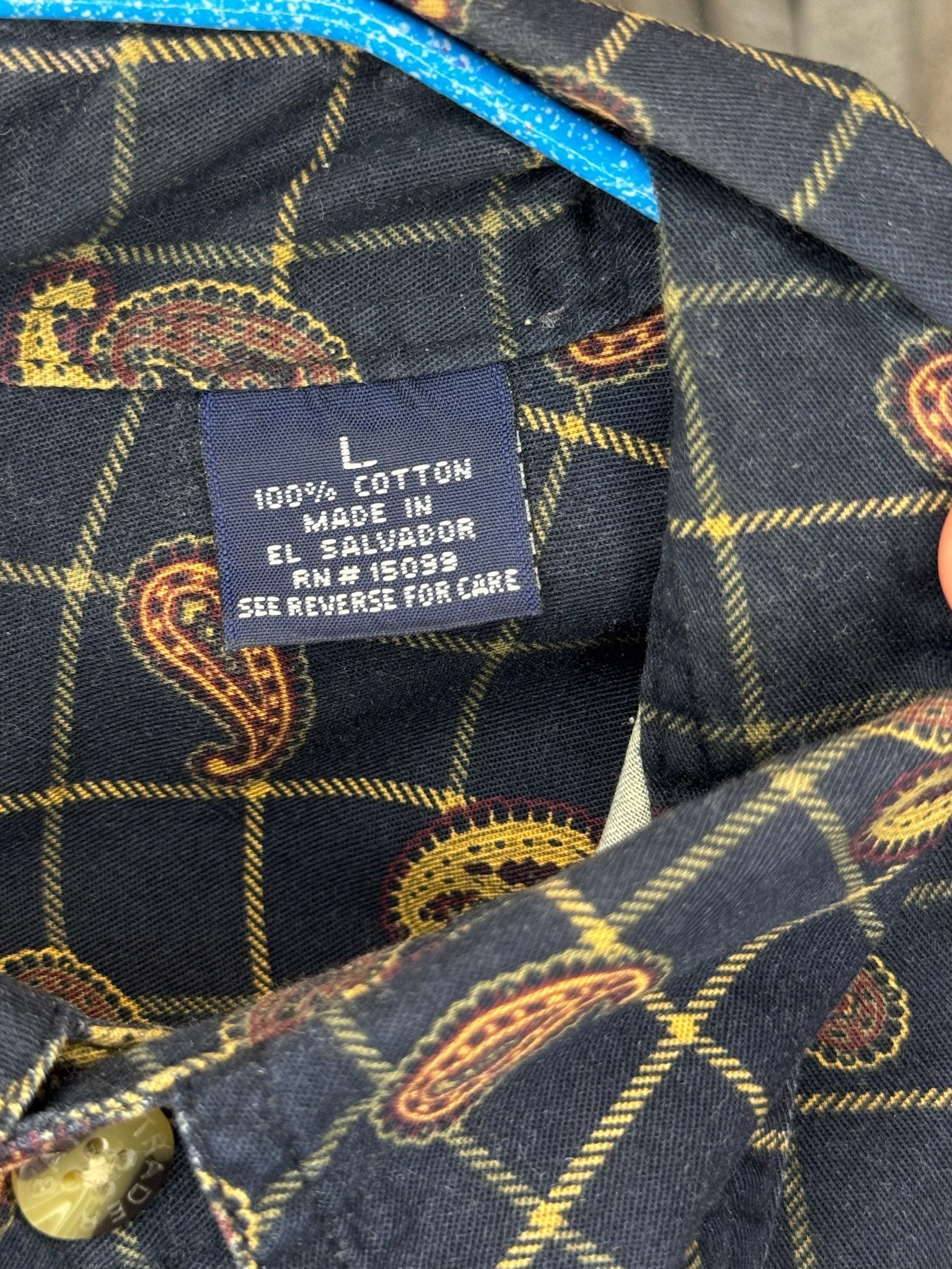 Trader Bay Vintage Trader Bay Paisley Grid LS Button Shirt (L) Size US L / EU 52-54 / 3 - 5 Thumbnail