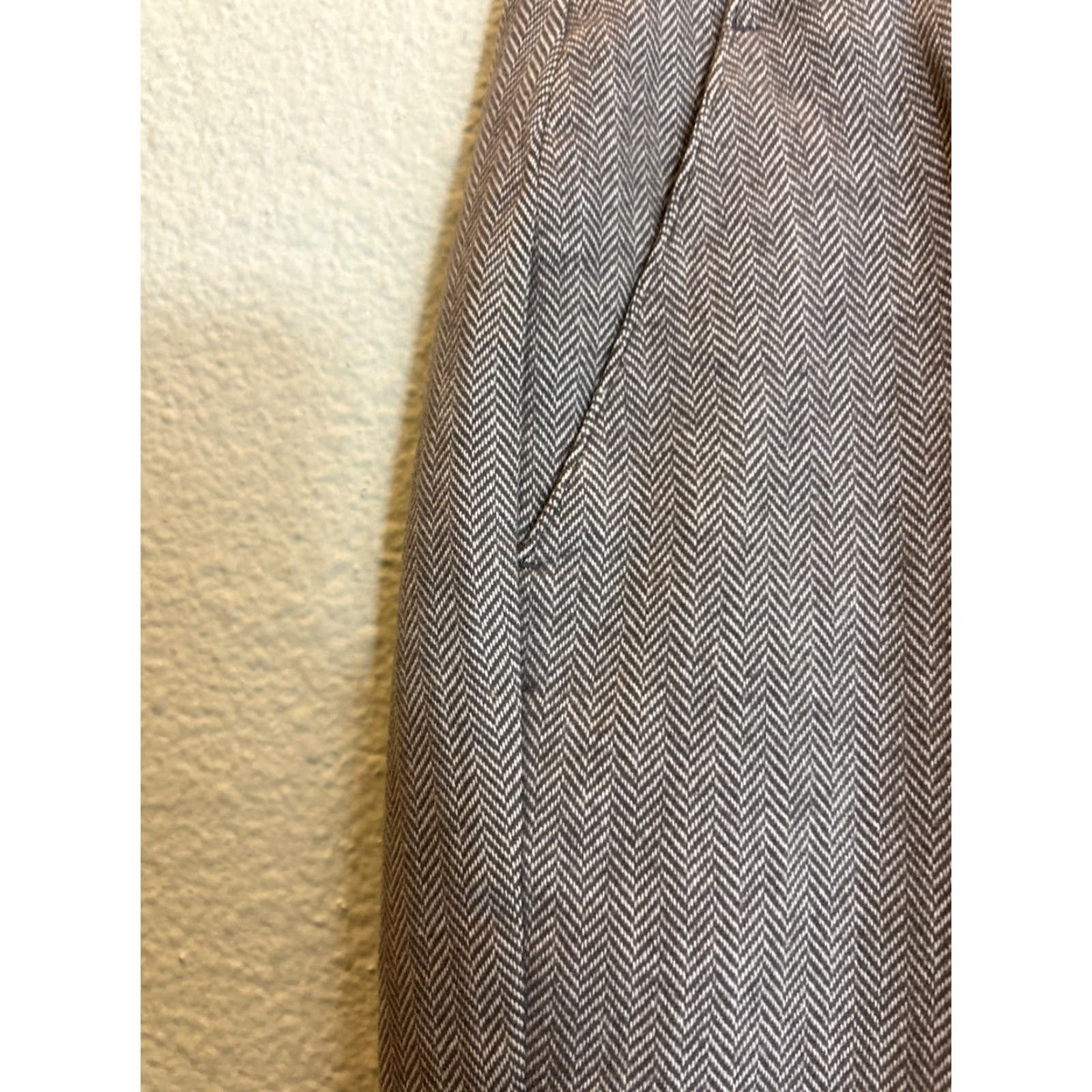Vintage LL Bean Womens Pants Dress Pants Herringbone Gray White Polyester Size 4 Petite Womens Size 27" / US 4 / IT 40 - 6 Thumbnail