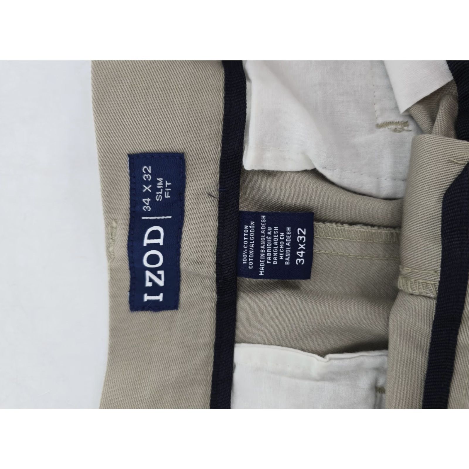 Izod IZOD Slim Fit Straight Leg American Chino Pants Men's 34x32 Tan Flat Front Size US 34 / EU 50 - 4 Thumbnail