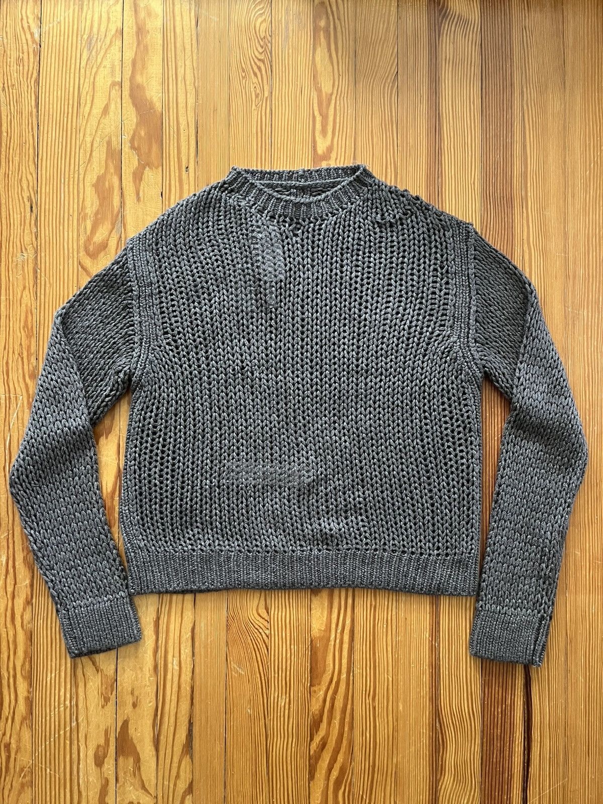 Rick Owens Rick Owens Las Palmas Open Knit Chunky Cashmere Sweater Dust Size US L / EU 52-54 / 3 - 1 Thumbnail