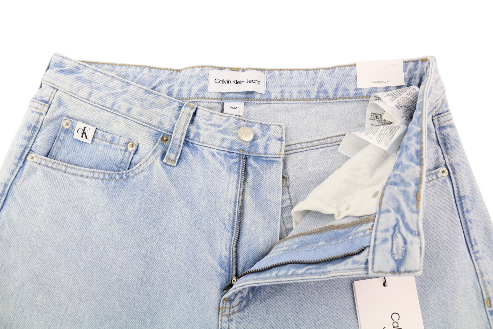 Calvin Klein 90S STRAIGHT W32 Light Blue Washed Zipper Denim 85300 Size US 32 / EU 48 - 4 Thumbnail