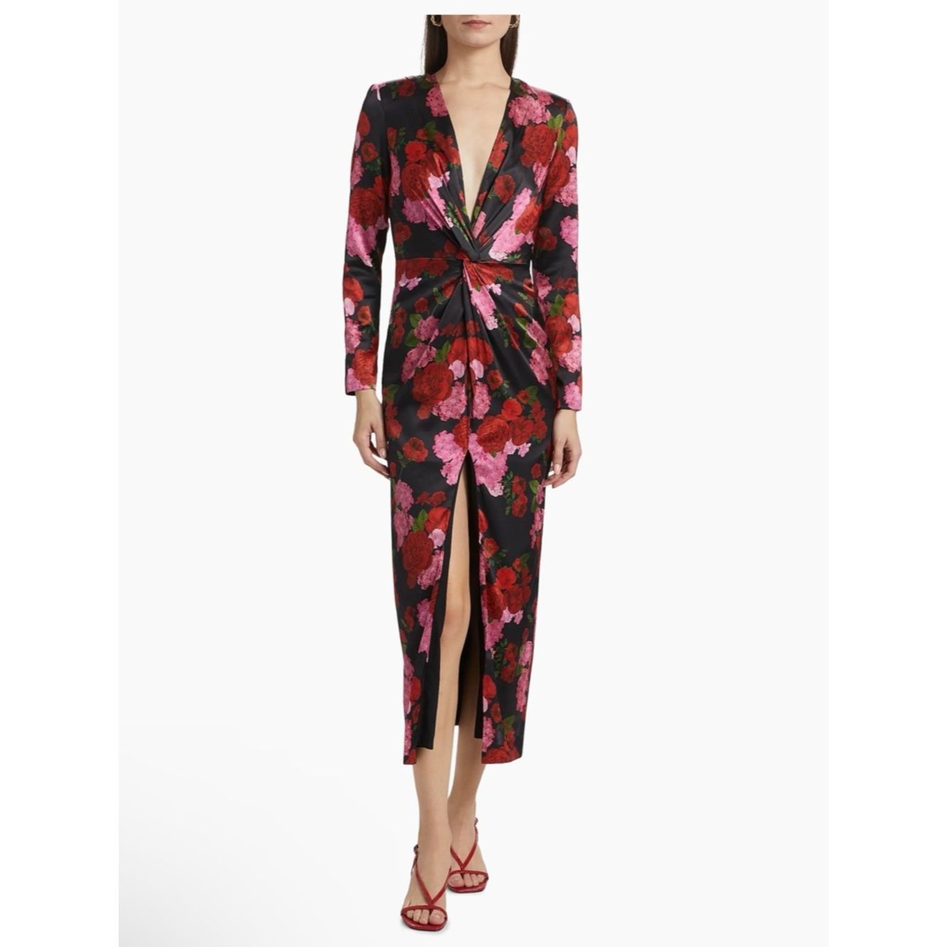 Generation Love Generation Love Silvanna Floral Satin Maxi Dress Red Pink B Size S / US 4 / IT 40 - 1 Thumbnail