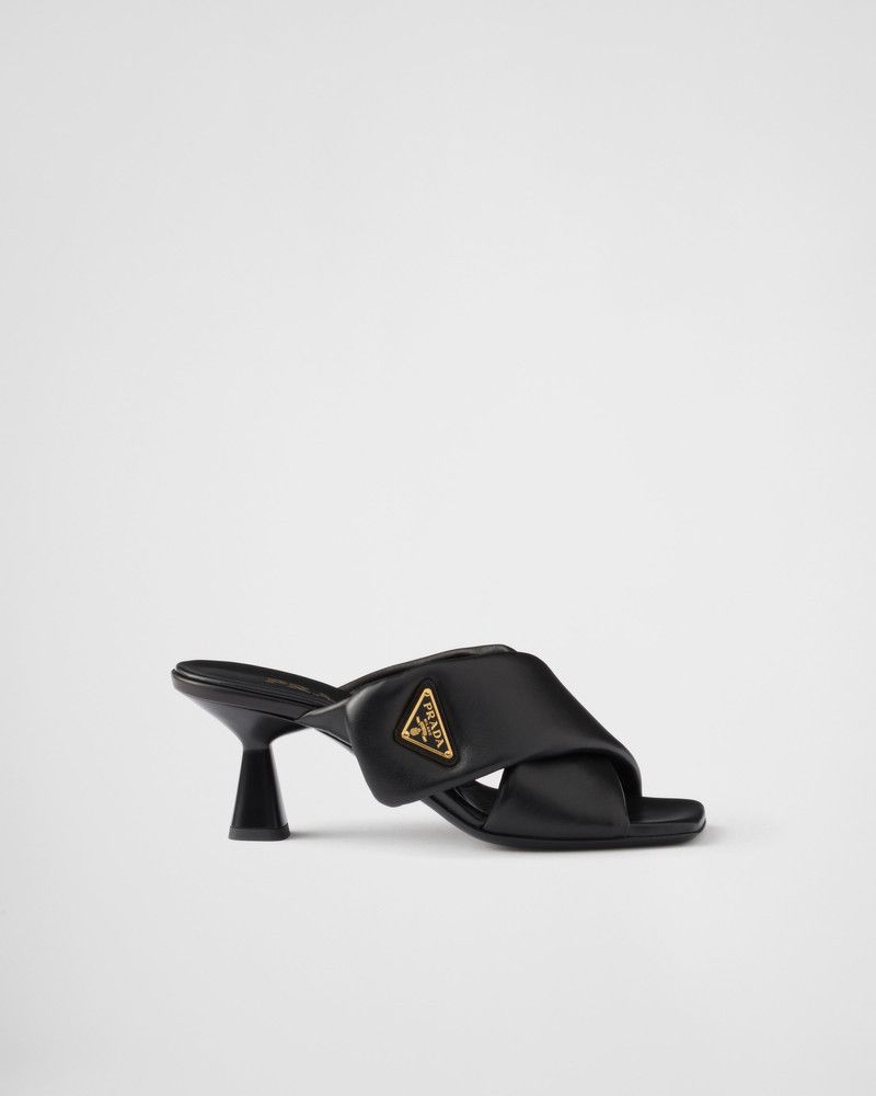 Prada o1B3y1r0526 Padded Nappa Leather Sandals in Black Size US 11 / IT 41 - 1 Thumbnail