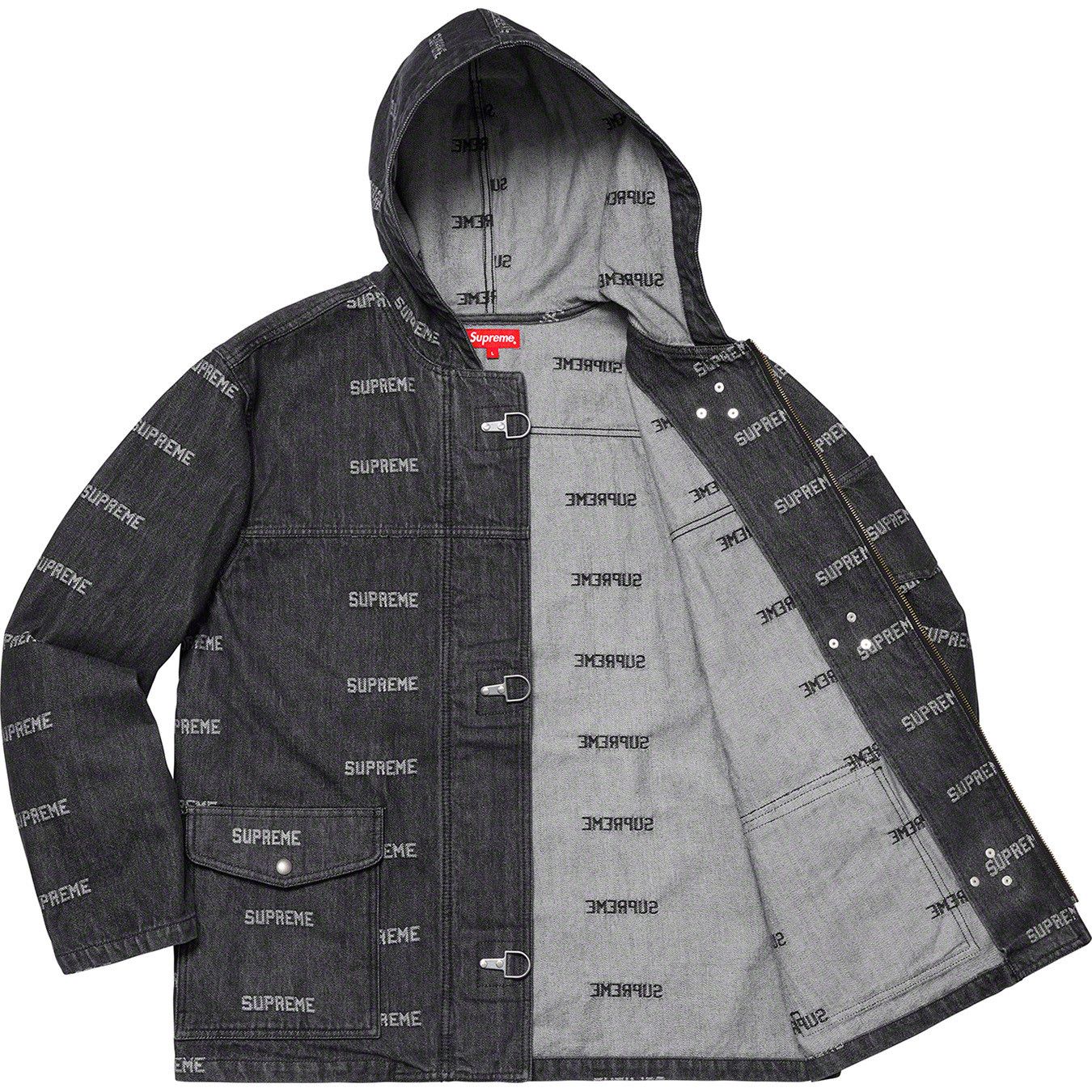 Supreme Supreme Logo Denim Turnout Jacket Black Coat Large | Grailed