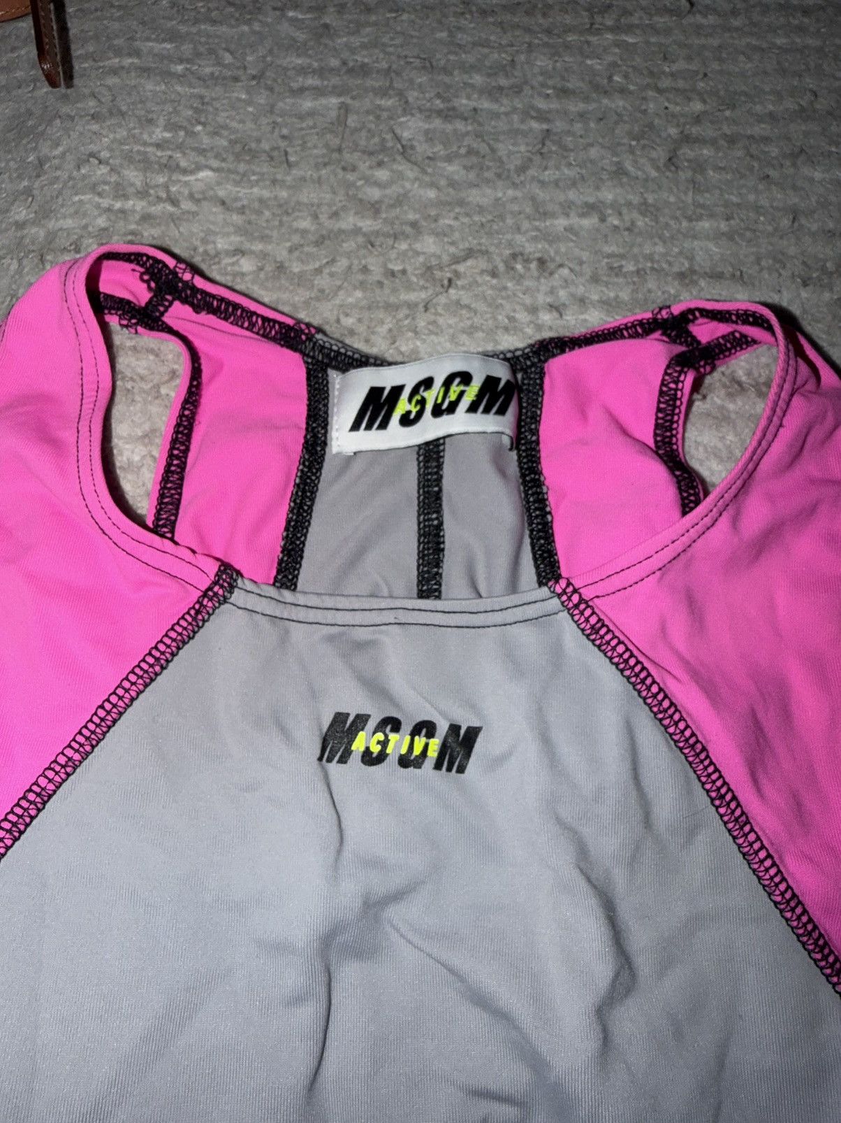 MSGM Msgm pink and gray neon crop tank (athletic) Size S / US 4 / IT 40 - 4 Thumbnail