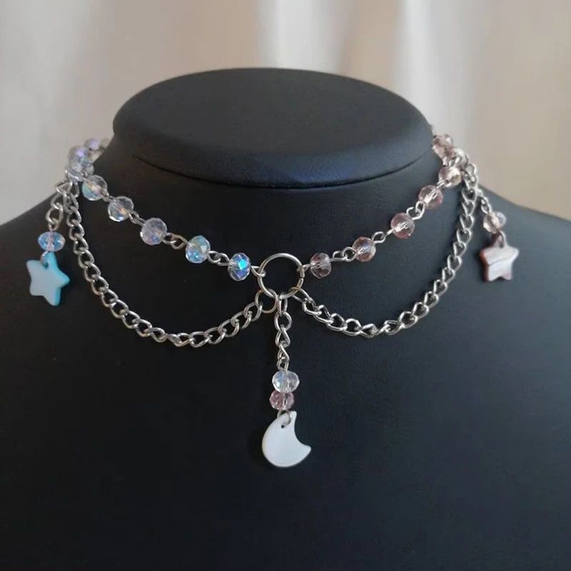 Jewelry Handmade Beaded Moon Necklace Size ONE SIZE - 1 Thumbnail