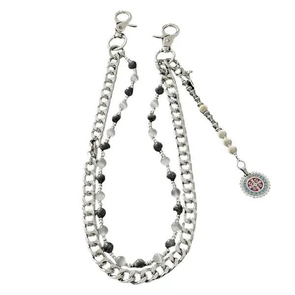 Jewelry Double Layered Gemstone Wallet Chain, Pants Chain Size ONE SIZE - 5 Thumbnail