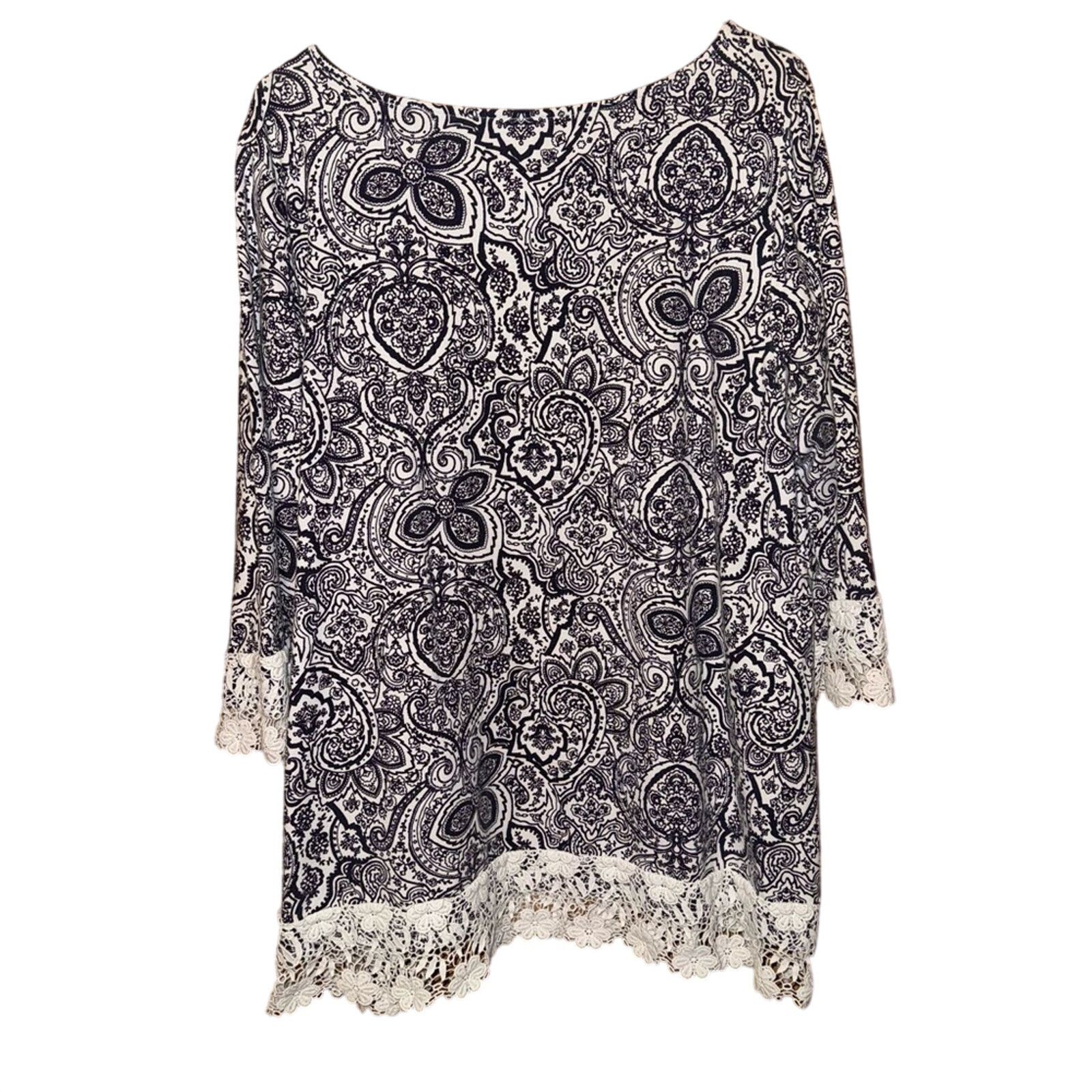 Other Charter Club Elegant Paisley Lace Trim Top Size 2X Size XXL / US 16-18 / IT 52-54 - 2 Thumbnail