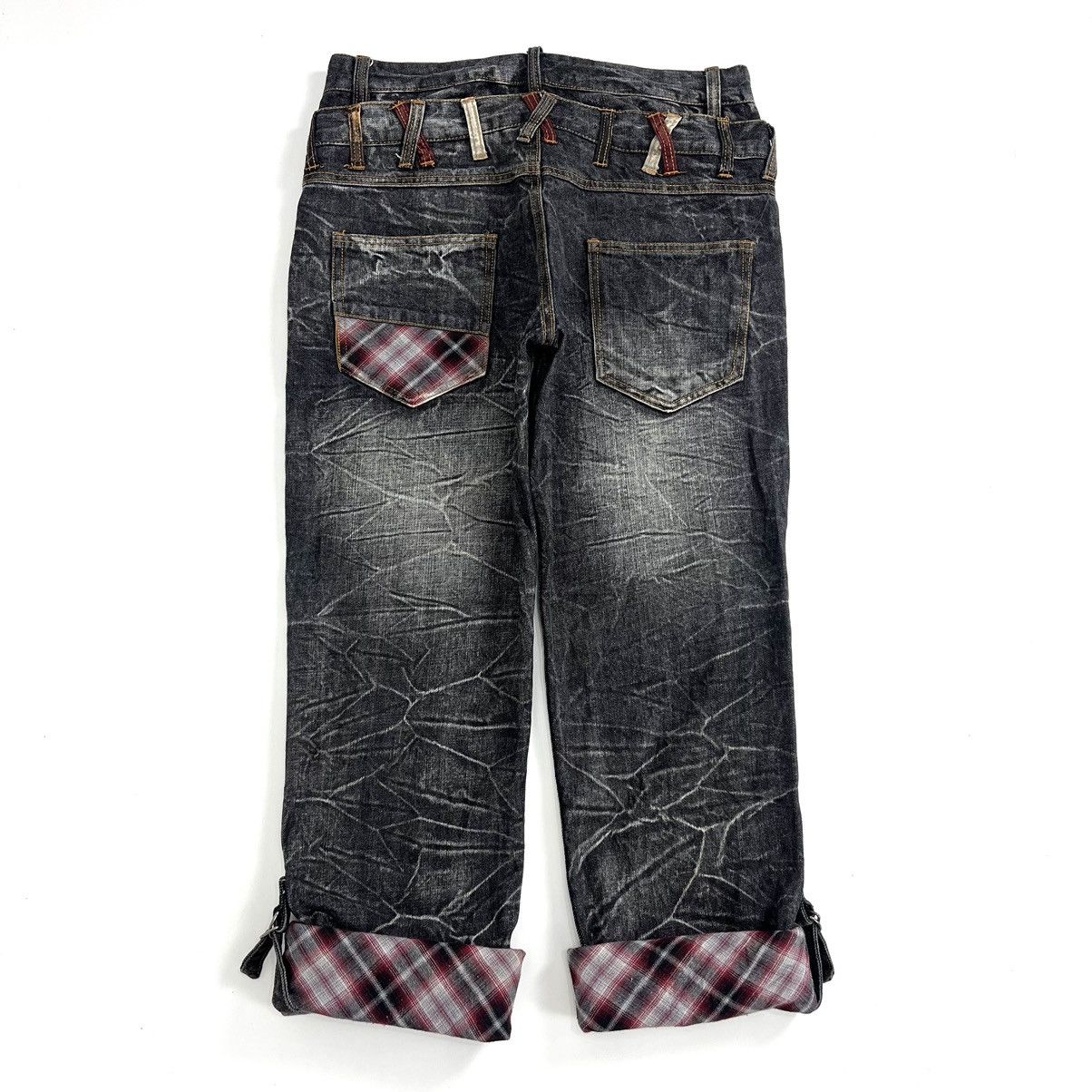 If Six Was Nine × Le Grande Bleu (L.G.B.) × Tornado Mart Destroyed Y2k Barcedos Double Waist Lightning Desain Jeans Size US 31 - 17 Thumbnail