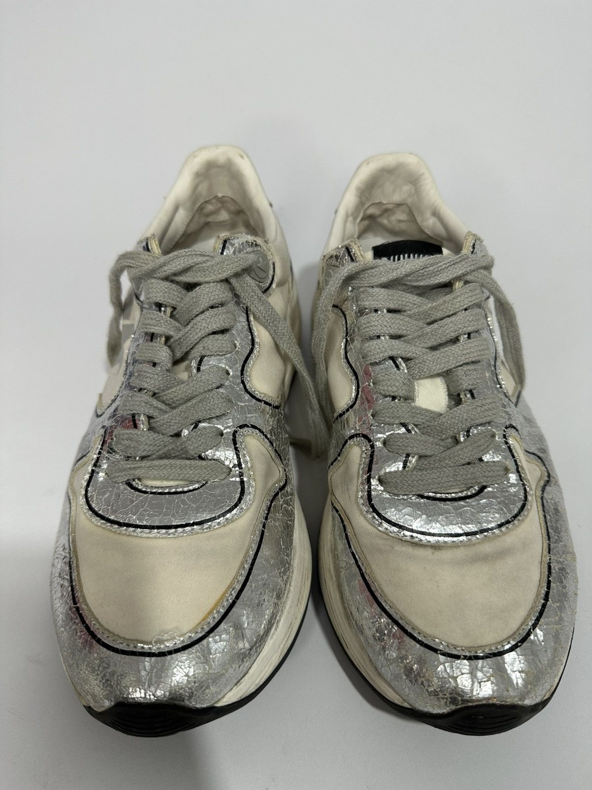 Golden Goose Golden Goose White & Silver Running Sole Women’s Sneakers. Size US 5.5 / EU 38 - 3 Thumbnail