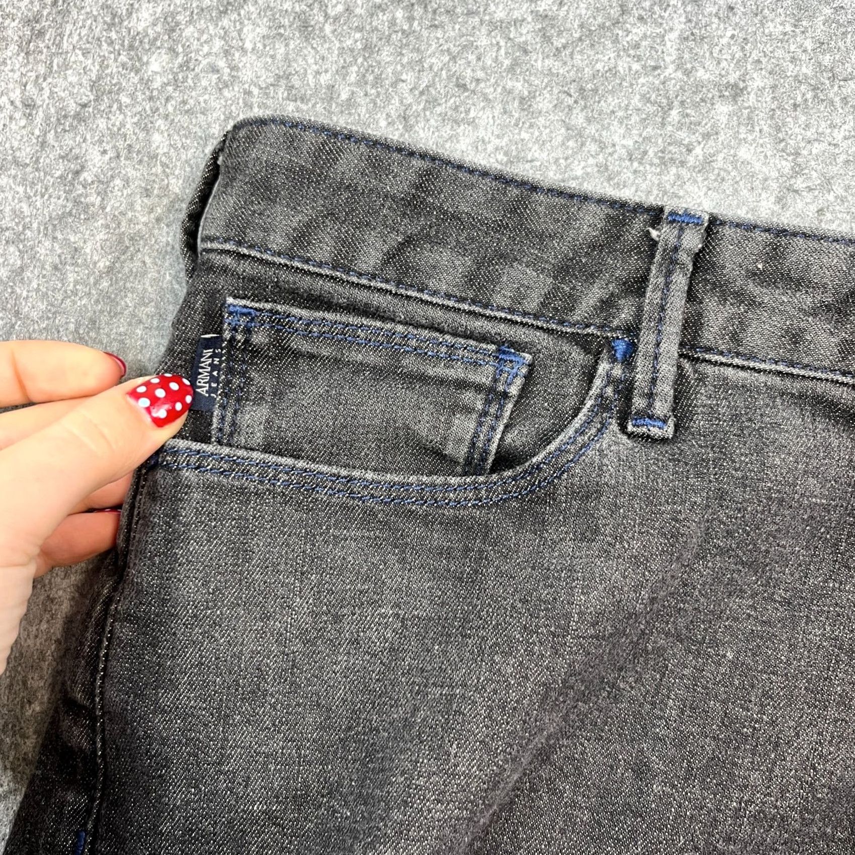 Vintage Armani Jeans Jeans Slim Tapered 32 Mens Dark Black Stretch Neppy GA Size US 32 / EU 48 - 7 Thumbnail