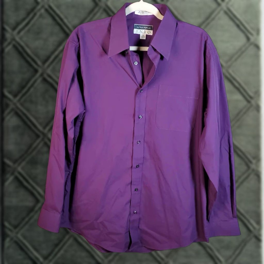 Enro ENRO Dress Shirt Purple 16-34/35 Button Up Long Sleeve Men Regular Colorful Classic Size 42R - 1 Thumbnail