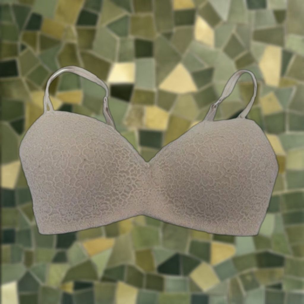 Vintage Aerie Womens Bra 34D Tan Floral Lacy Padded Wireless T-Shirt Bra Womens Size ONE SIZE - 1 Thumbnail