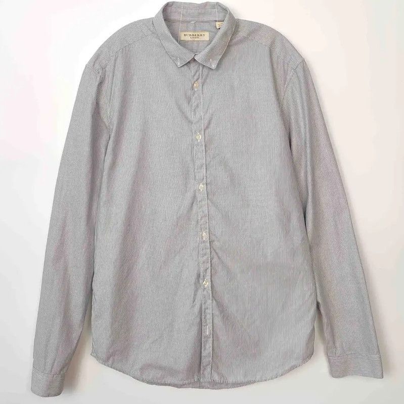 Burberry Burberry Men's Gray Cotton Long Sleeve Shirt Size US M / EU 48-50 / 2 - 1 Thumbnail