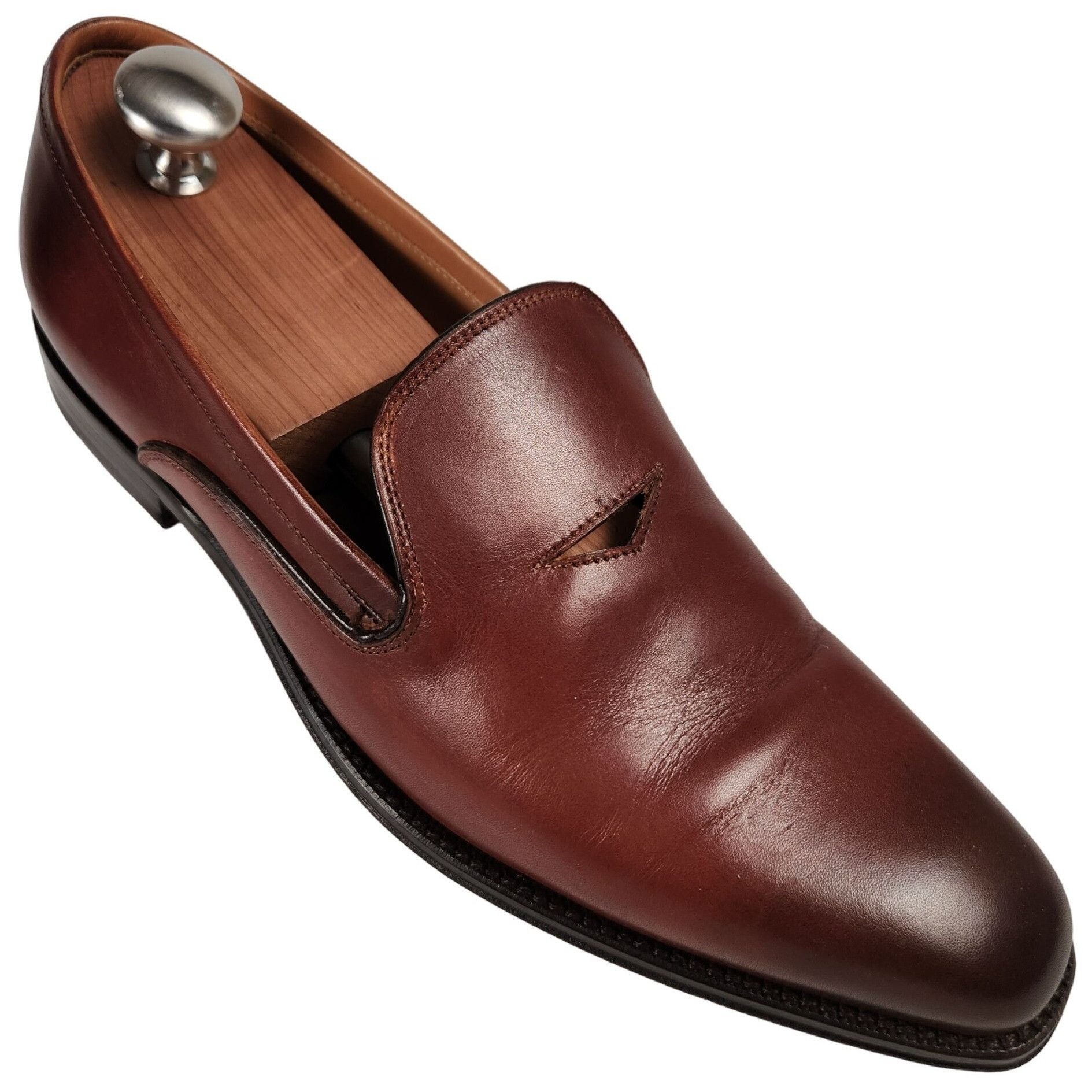 Paul Fredrick Paul Fredrick Italy Men 9 Burnished Brown Leather Dress Shoe Size US 9 / EU 42 - 13 Thumbnail