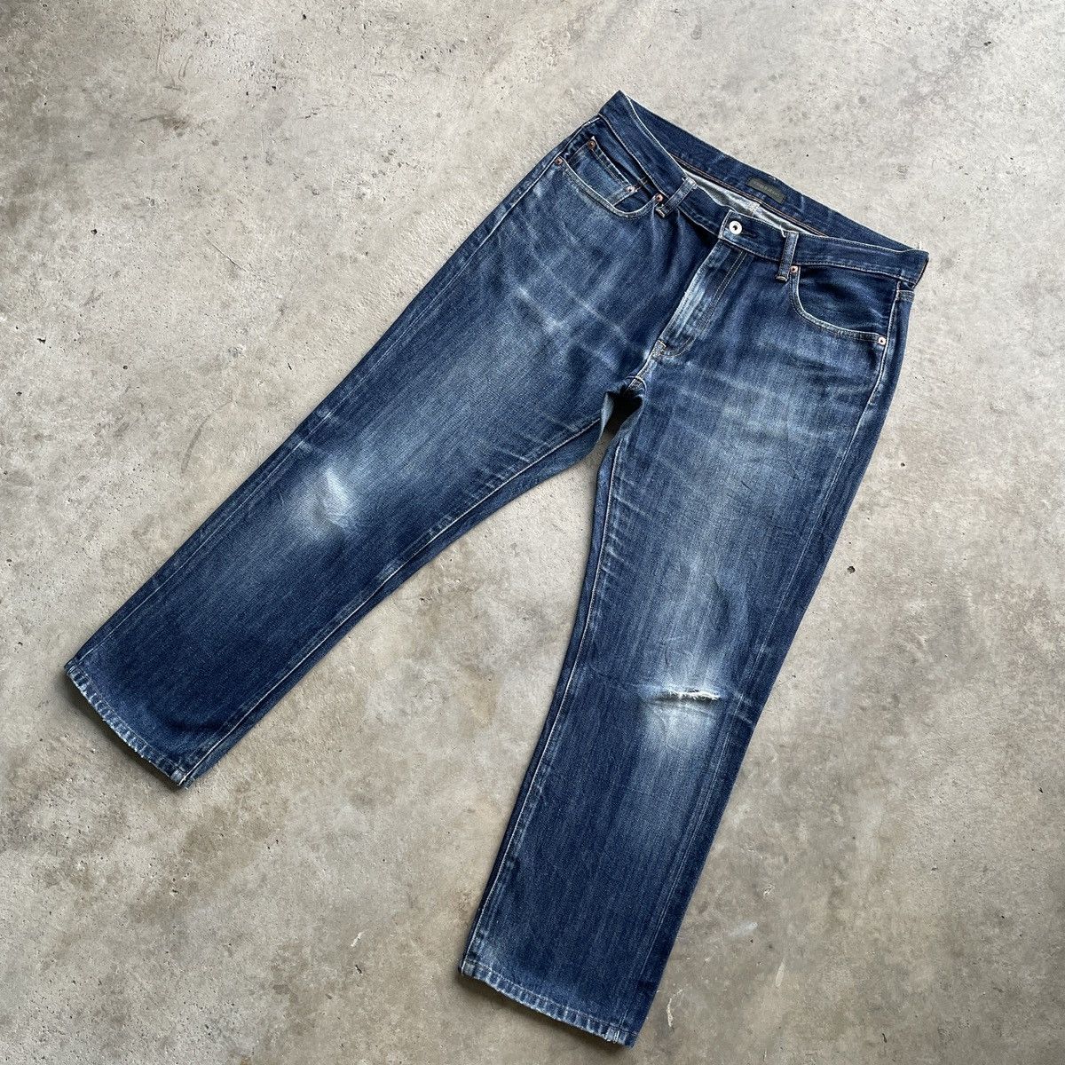 Japanese Brand W35💥 Vintage Japanese Distressed Faded Denim Jeans Pants Size US 35 - 2 Thumbnail