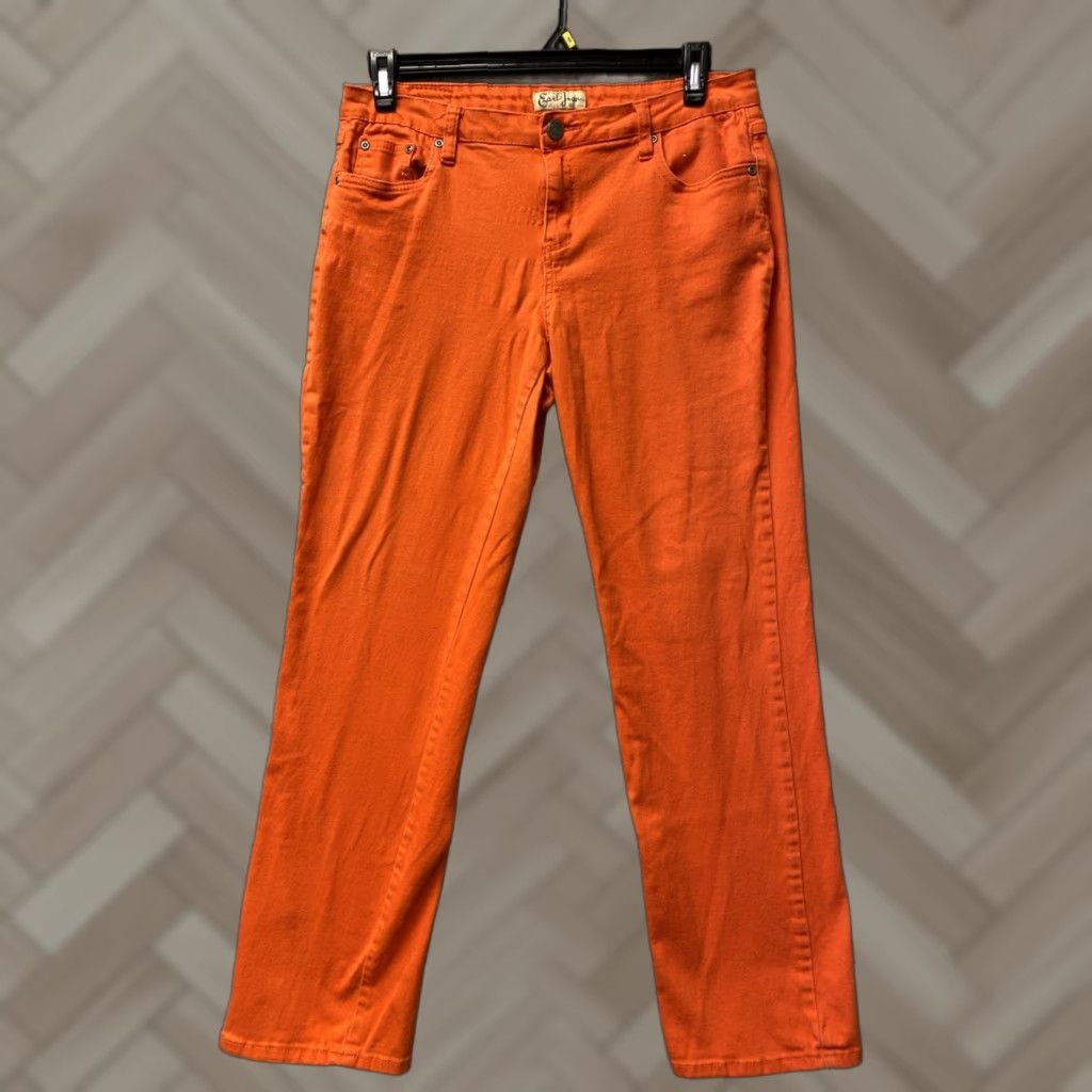 Vintage EARL Jeans Women's Size 12 Bright Orange Denim /0340 Slim Straight With Rhinestones Womens Size 24" / US 00 / IT 34 - 1 Thumbnail