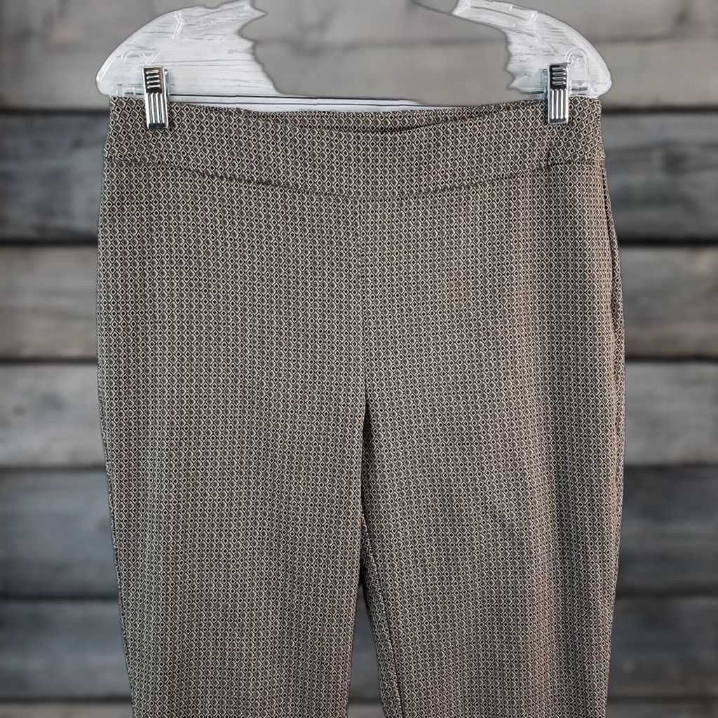 Vintage Chico's Womens Pants Pull On S 8 Black Brown Geometric Mid Rise Rayon Blend Size 30" / US 8 / IT 44 - 1 Thumbnail