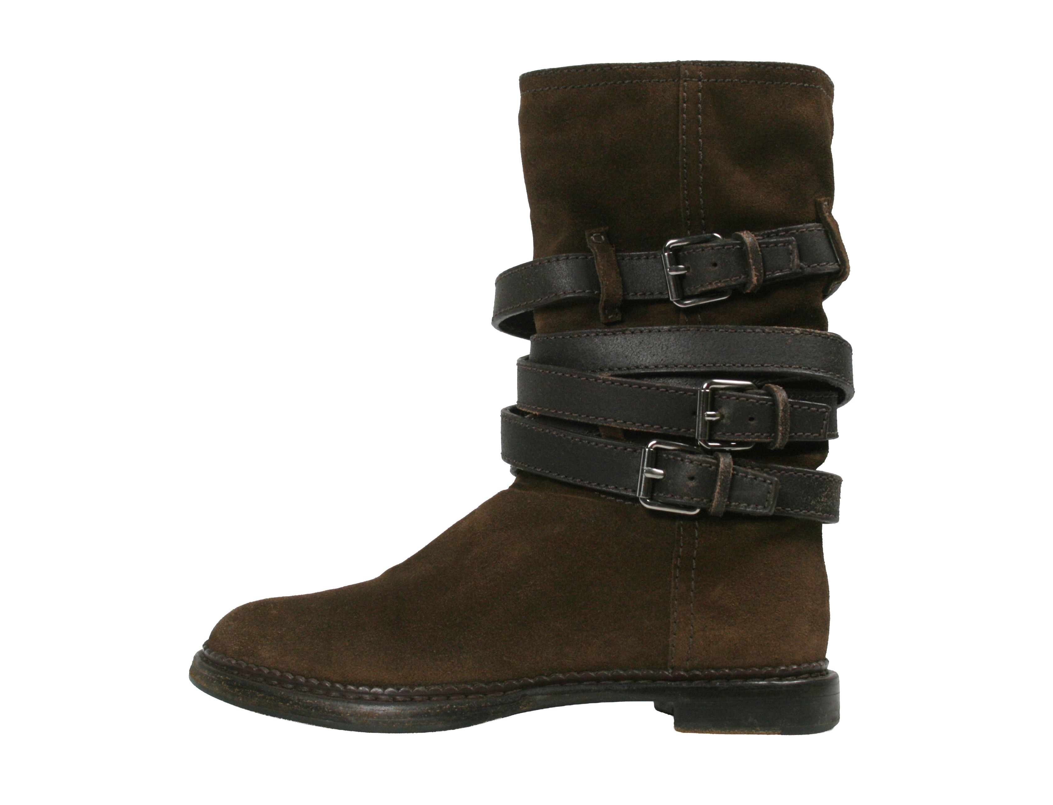 Miu Miu Biker Buckled Harness Suede Boots Size US 7.5 / IT 37.5 - 1 Thumbnail
