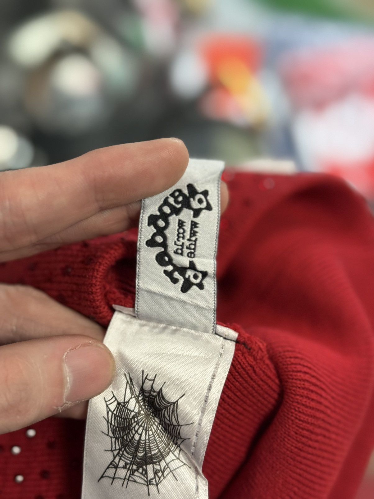 Sp5der Spider RinsStone Crystal Beanie Red Brand New Size ONE SIZE - 7 Thumbnail