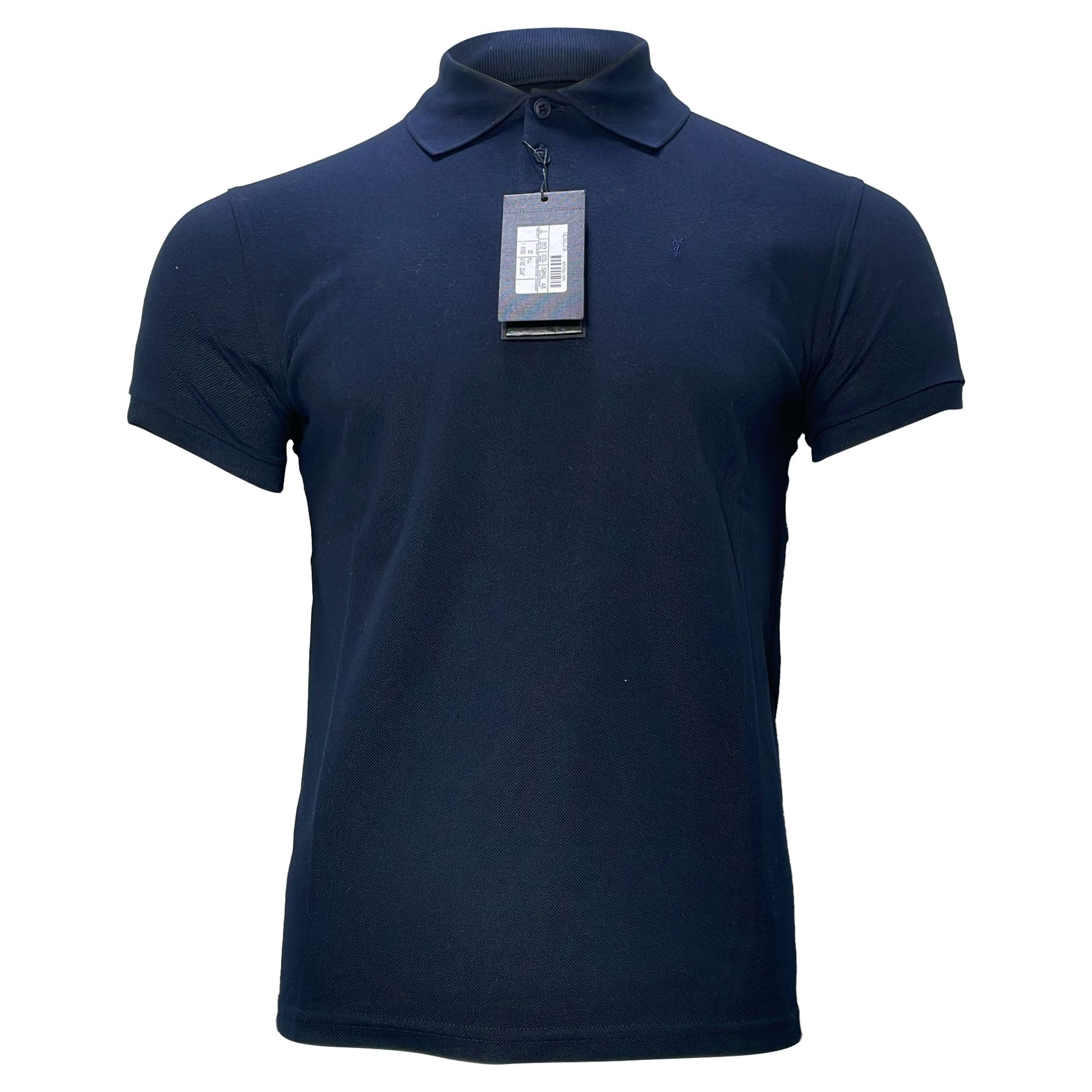 Saint Laurent Paris Saint Laurent Cassandre Embroidered-Logo Polo Shirt in Navy Size US XS / EU 42 / 0 - 1 Thumbnail