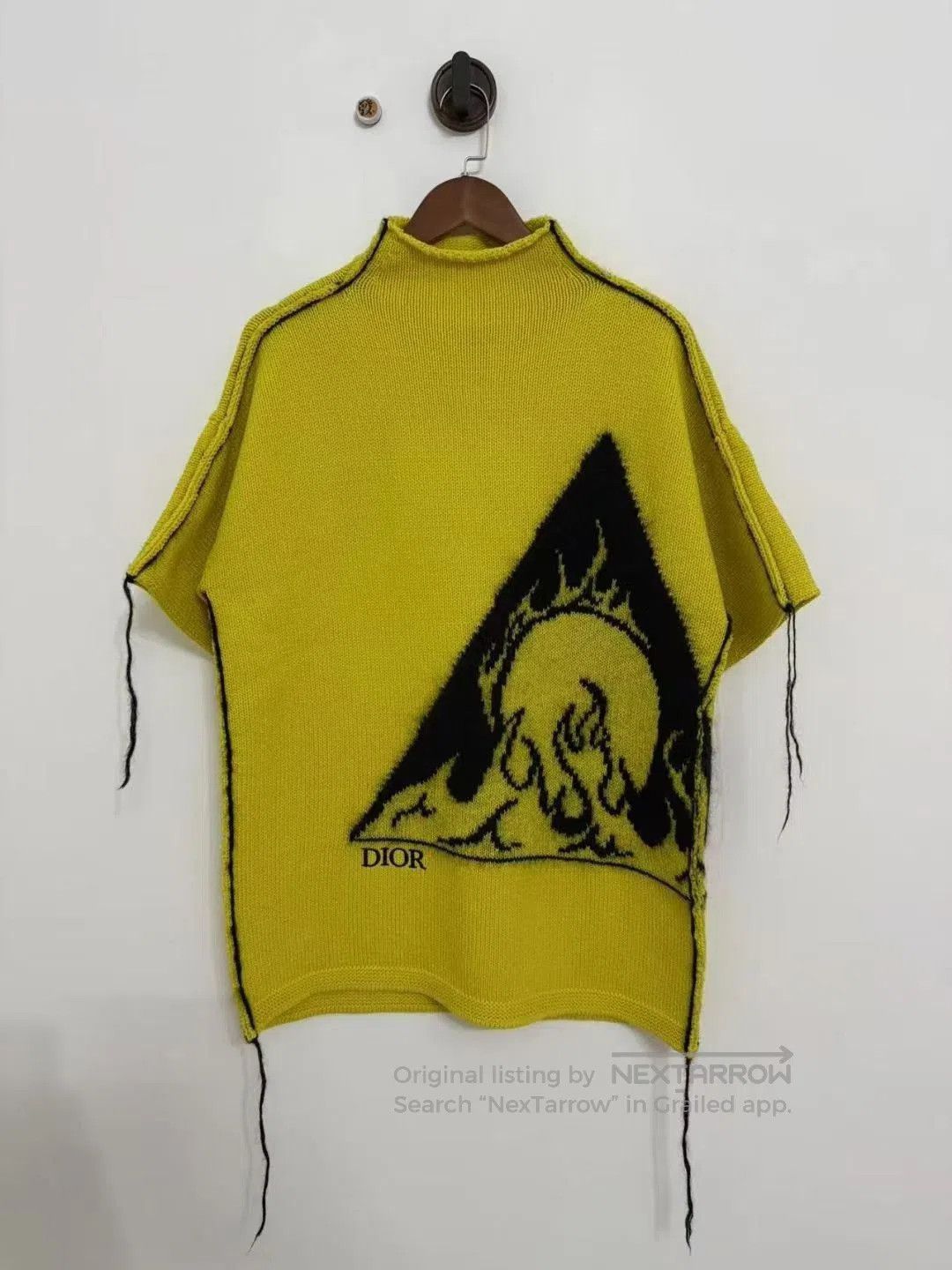 Japanese Brand Dior Yellow Triangle Tassel Knit Short Sleeve. Size S / US 4 / IT 40 - 1 Thumbnail