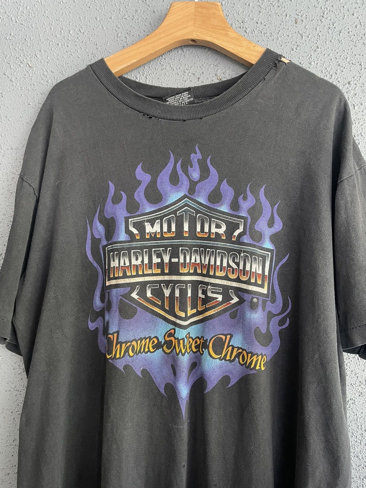 RARE VTG Harley Davidson Flame Chrome Sweet Chrome T-Shirt