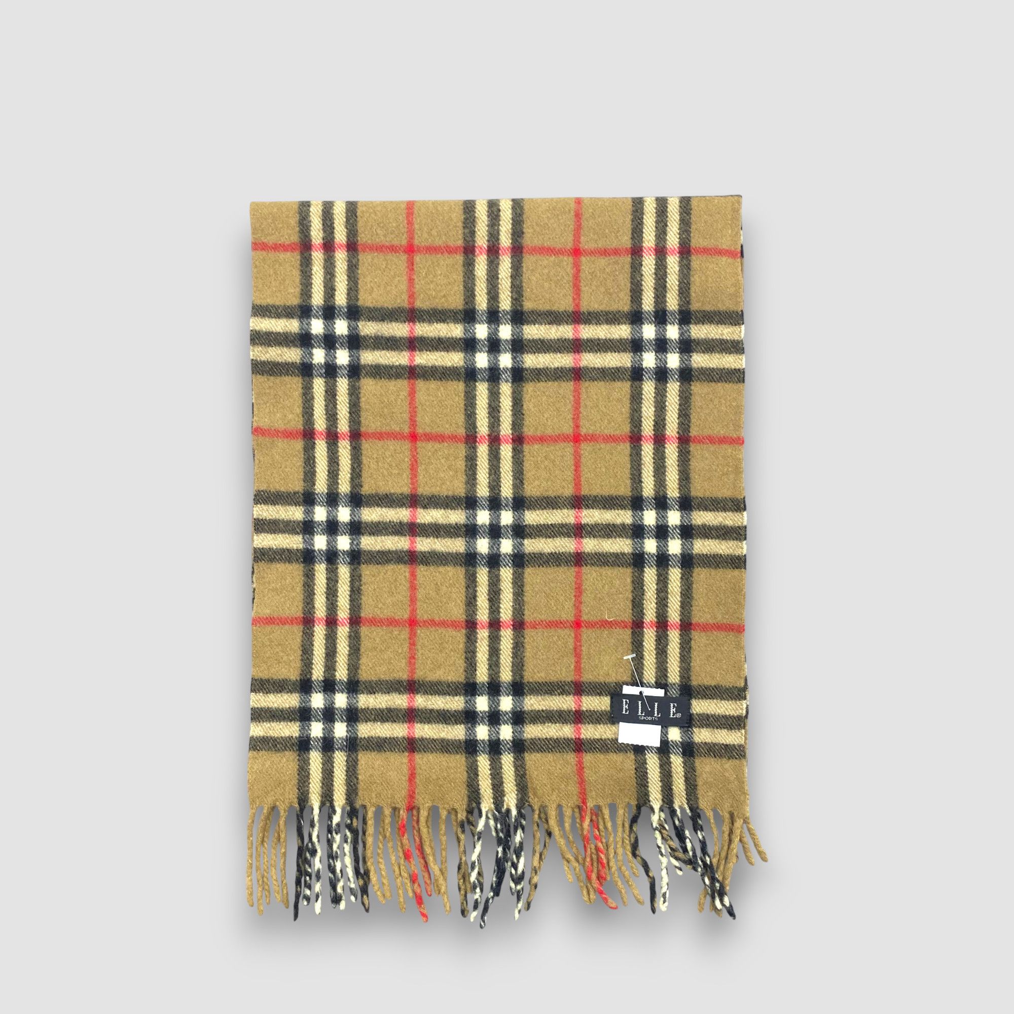 Japanese Brand Vintage Elle Scarf Muffler Wool Nova Check Plaid Scarves Size ONE SIZE - 2 Thumbnail