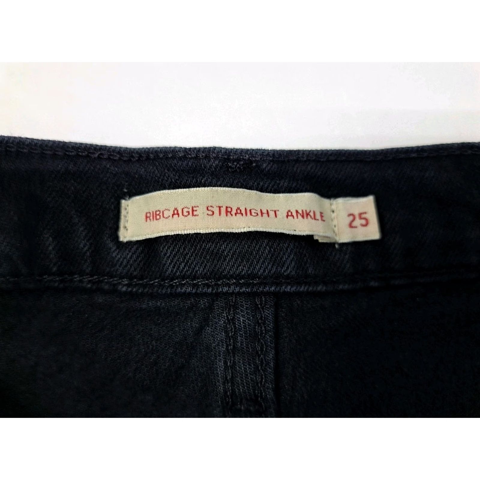 Levi's VINTAGE Levis Jeans Women Blk Ribcage Straight Ankle Premium Denim Button Fly 25 #7208 Size 42" / US 20 - 2 Thumbnail