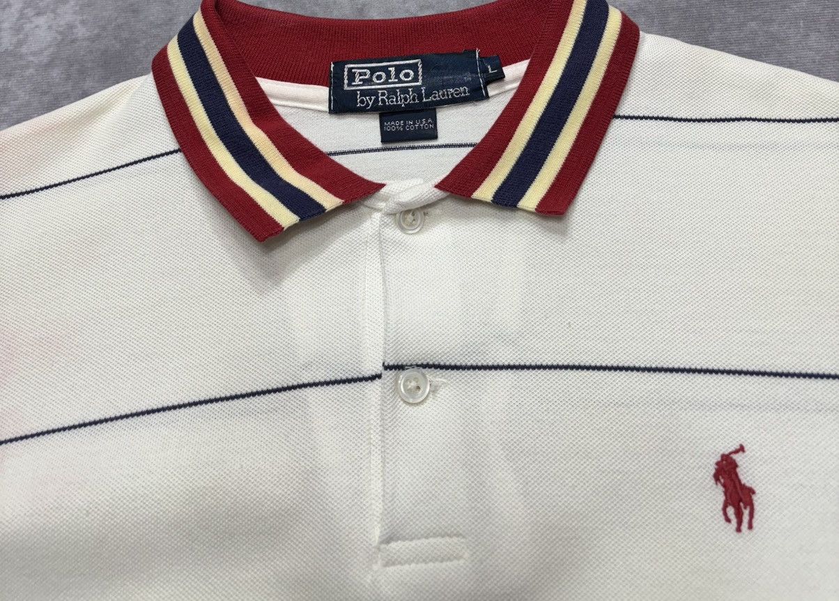 Polo Ralph Lauren 90’s Vintage Polo Ralph Lauren Red Striped Polo Shirt Size US L / EU 52-54 / 3 - 2 Thumbnail
