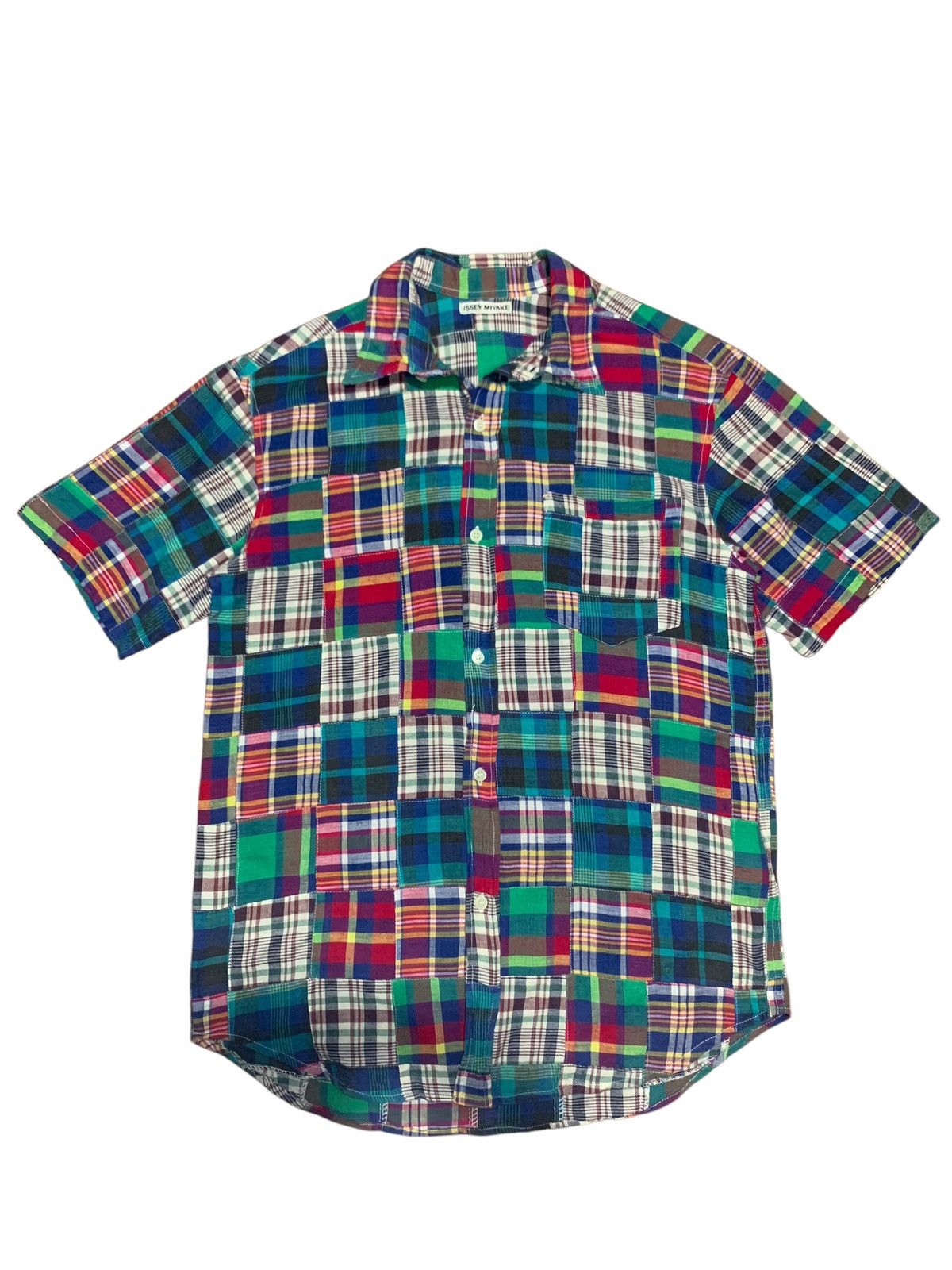 2000s ISSEY MIYAKE patchwork western shirt