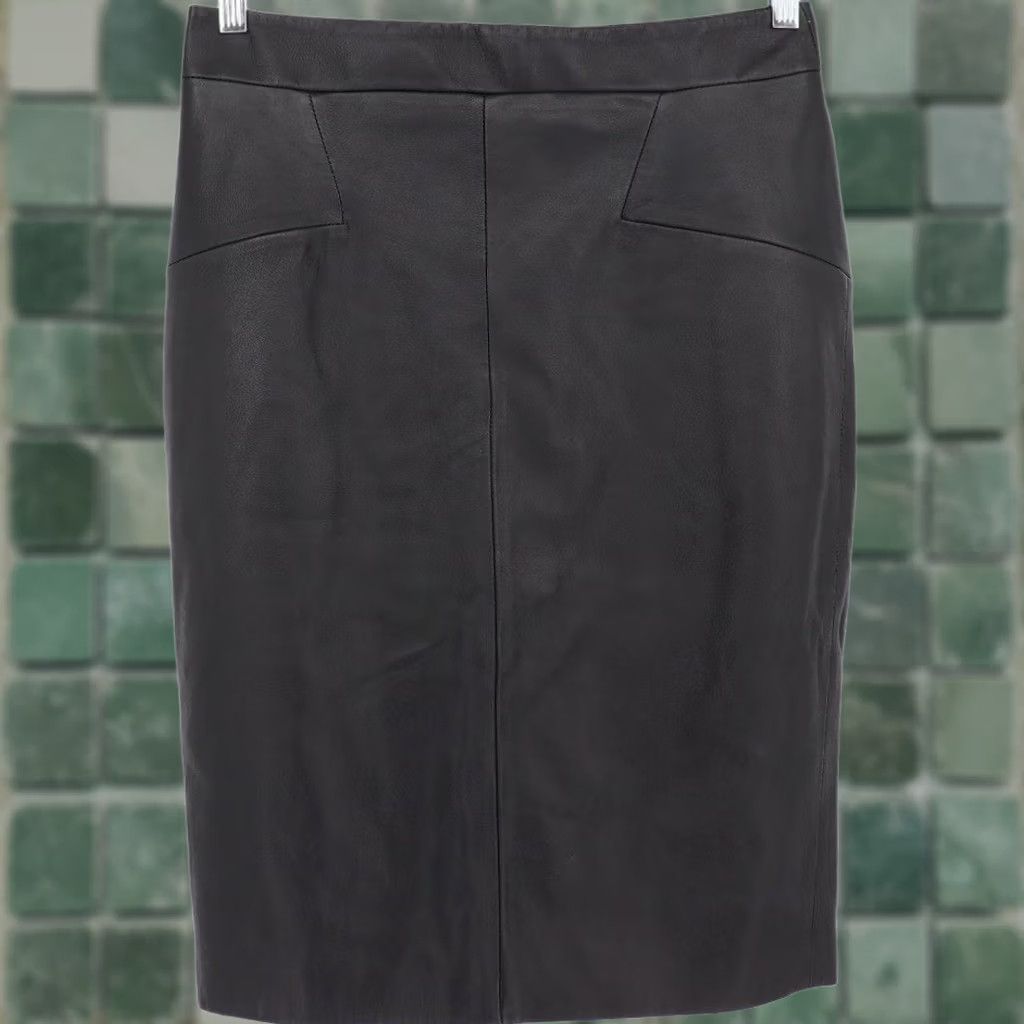 Reiss Reiss Reagan Sheep Leather Pencil Skirt Women's 8 Black Zip Back NWT Size 30" / US 8 / IT 44 - 1 Thumbnail