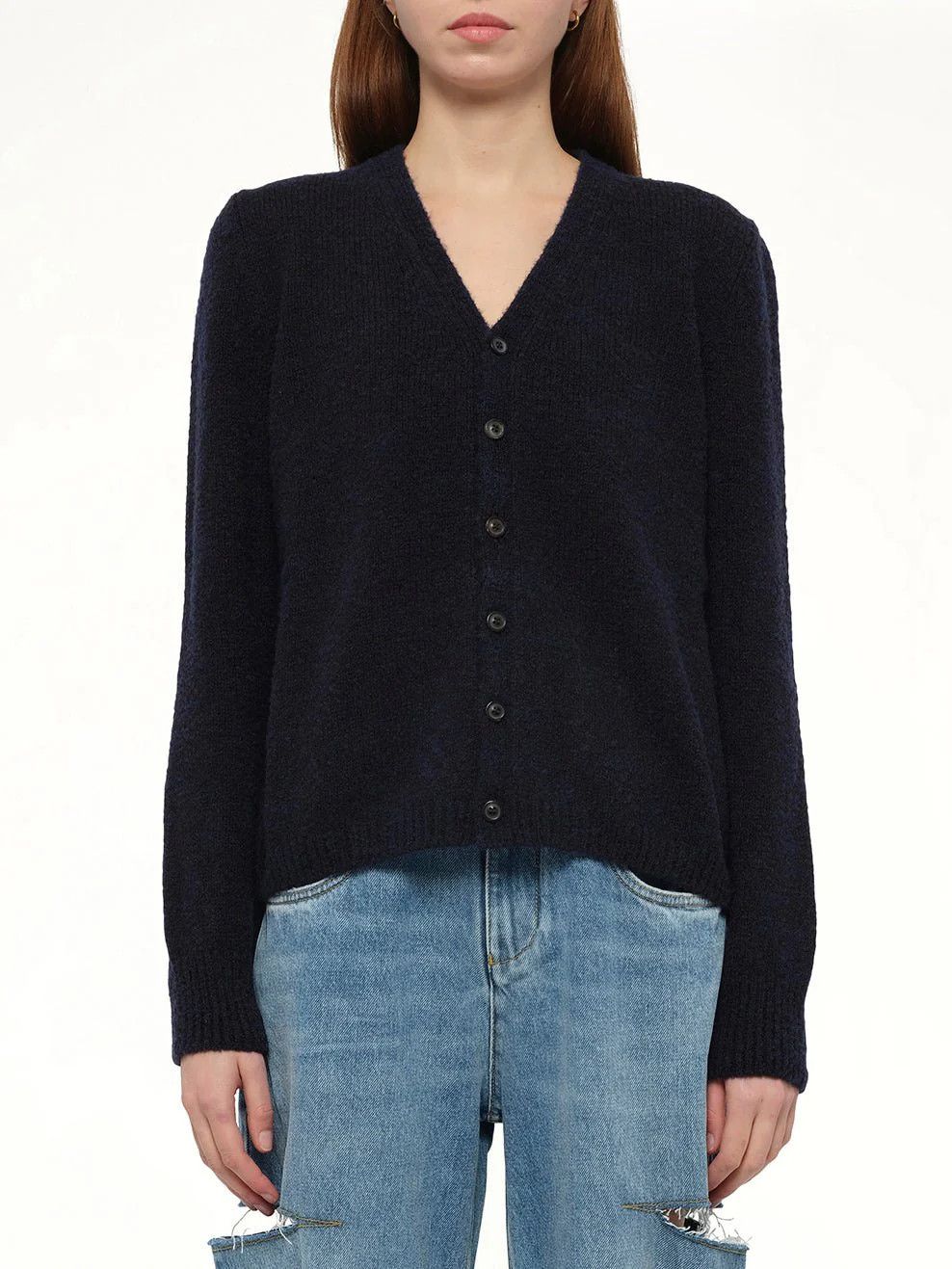 Maison Margiela o1w1db10526 Wool Cardigan in Navy Blue Size S / US 4 / IT 40 - 2 Thumbnail