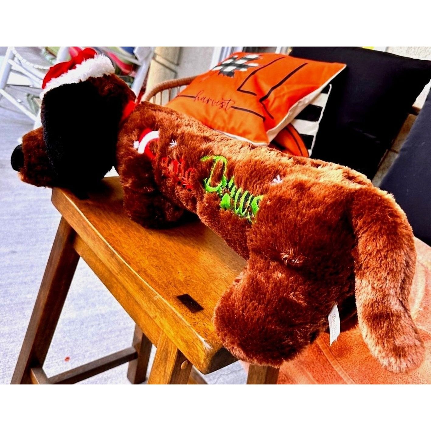 Designer × Vintage VTG Dan Dee Collectors Choice Dachshund Christmas Plush Sant Size ONE SIZE - 2 Thumbnail