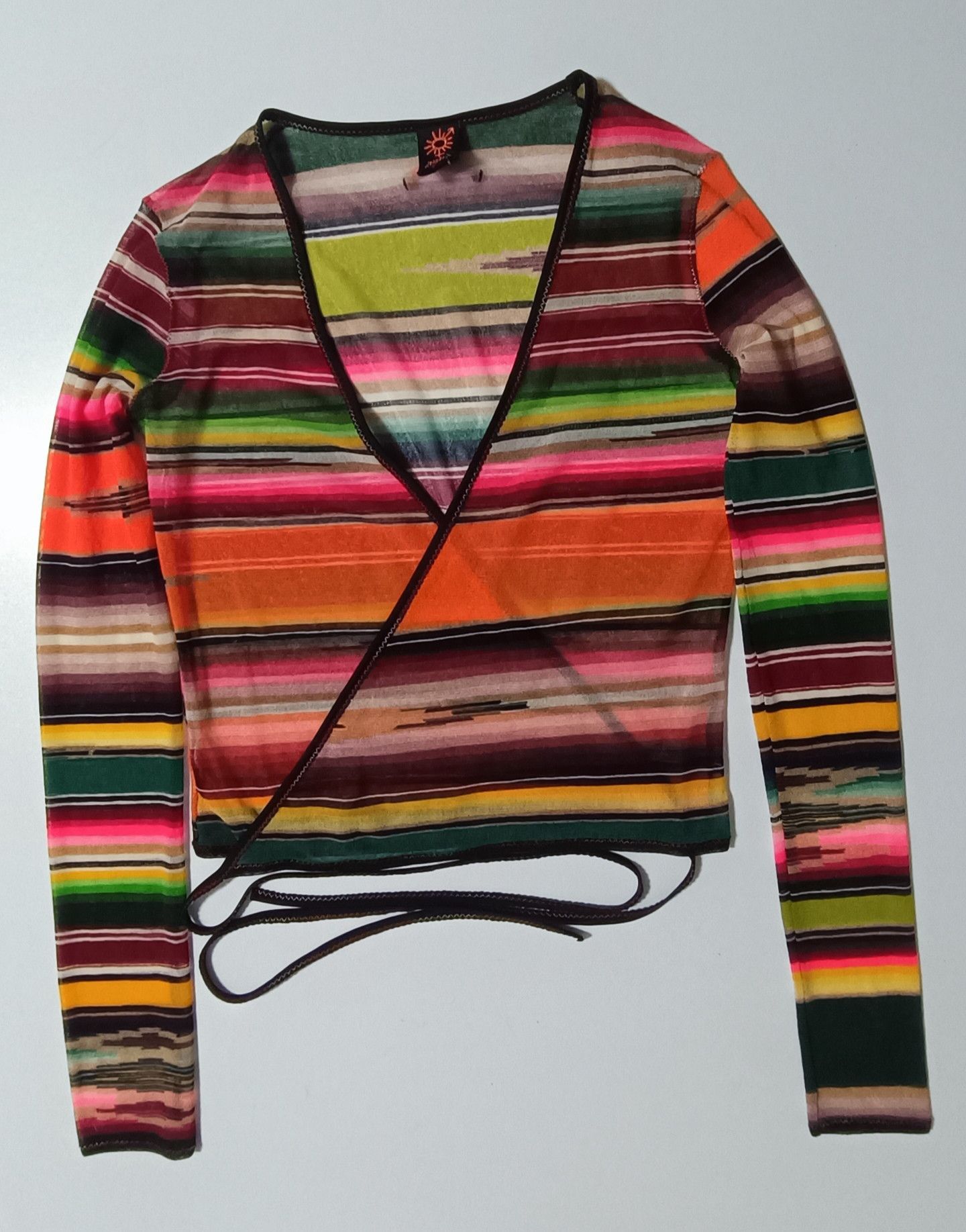 Jean Paul Gaultier SS2005 - Multicolor stripes mesh Crop top Size XS / US 0-2 / IT 36-38 - 5 Thumbnail