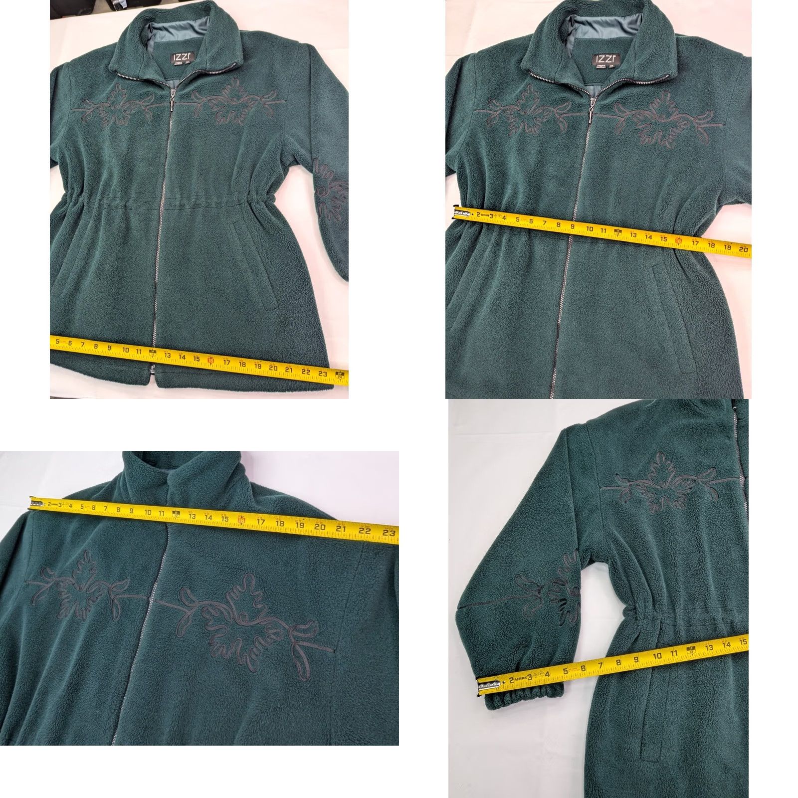 Vintage IZZY Fleece Lined Toggle Zip Jacket Green Floral Embroidery Women M Vintage Size M / US 6-8 / IT 42-44 - 8 Thumbnail