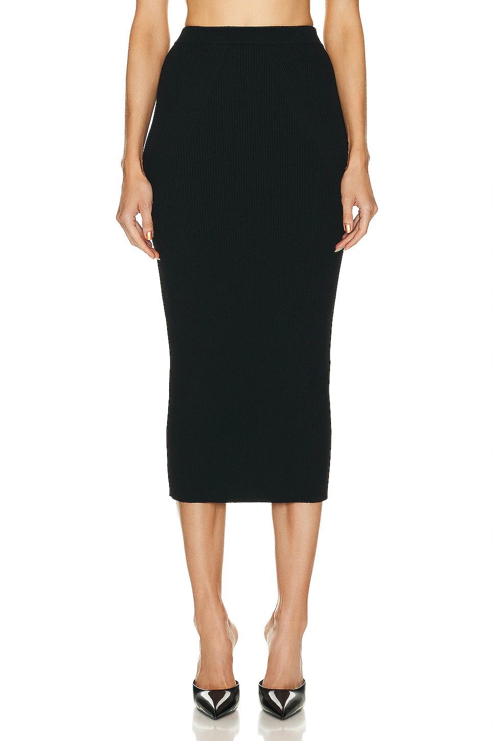 Alexander McQueen o1s22i1n1024 Ribbed-Knit Pencil Skirt in Black Size 28" / US 6 / IT 42 - 1 Thumbnail