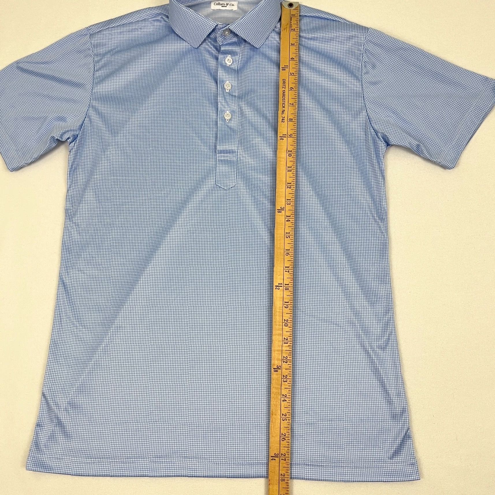 CO Collars & Co Polo Shirt Mens M Blue Houndstooth Dress Collar Work Office Casual Size US M / EU 48-50 / 2 - 4 Thumbnail