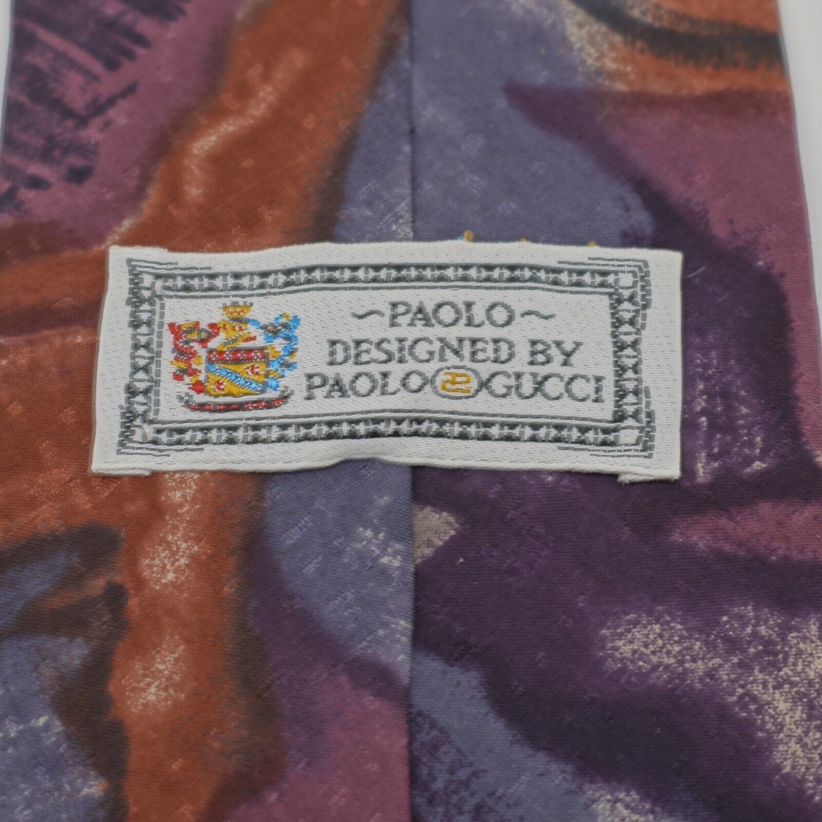 Gucci Paolo Gucci Purple Orange Blue Abstract Print Silk Tie Size ONE SIZE - 3 Thumbnail