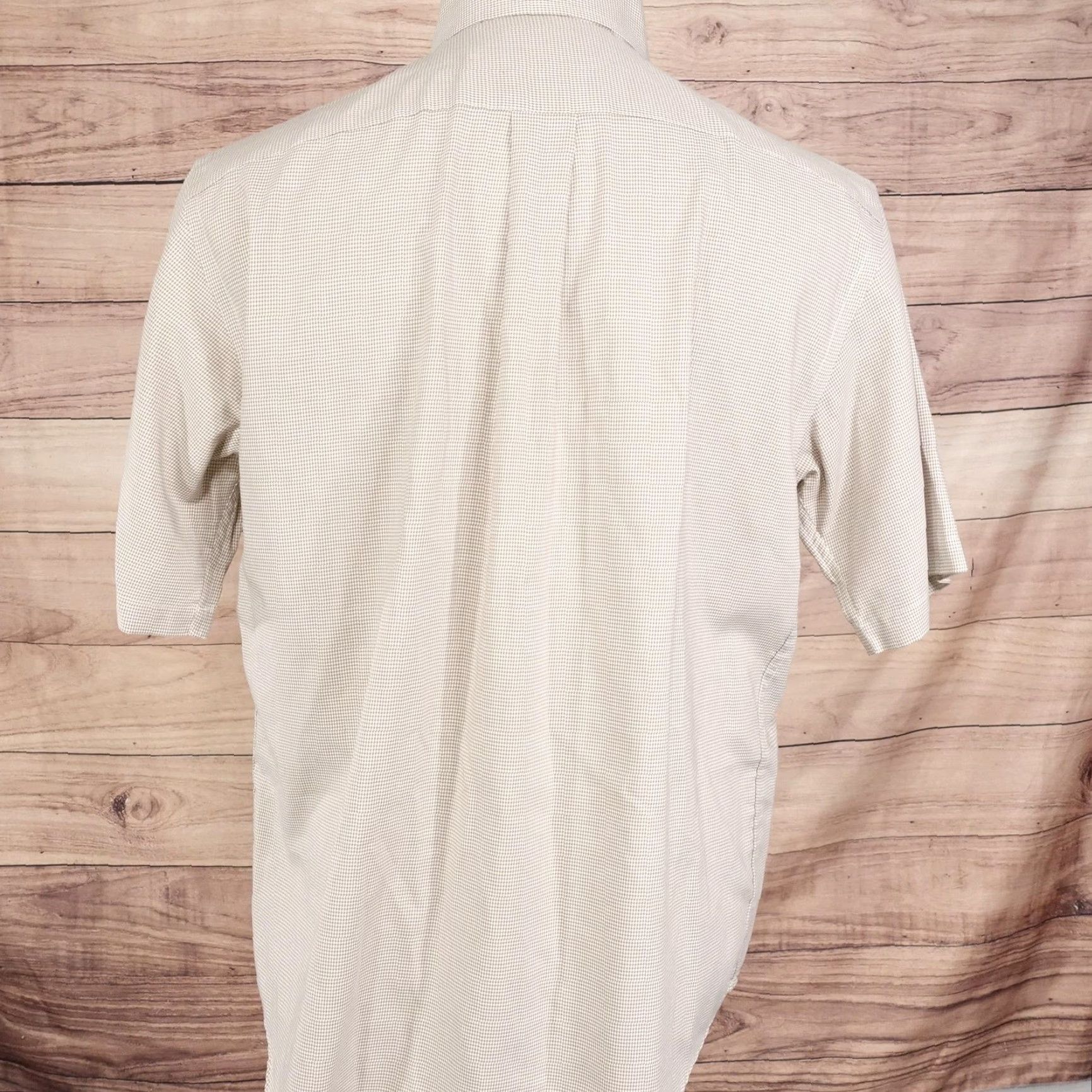 Roundtree & Yorke Roundtree & Yorke travelSMART Shirt Mens M Tan Micro Check Button Down Short Sleeve Size US M / EU 48-50 / 2 - 4 Thumbnail