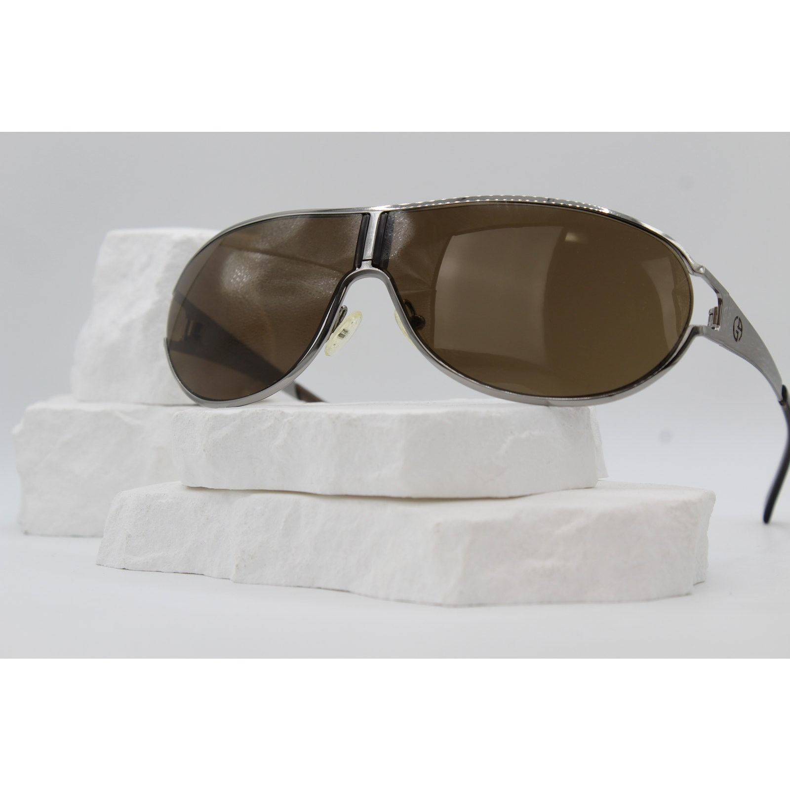 Giorgio Armani Giorgio Armani GA 187/S 8E9 Silver Aviator Sunglasses & Case Size ONE SIZE - 1 Thumbnail