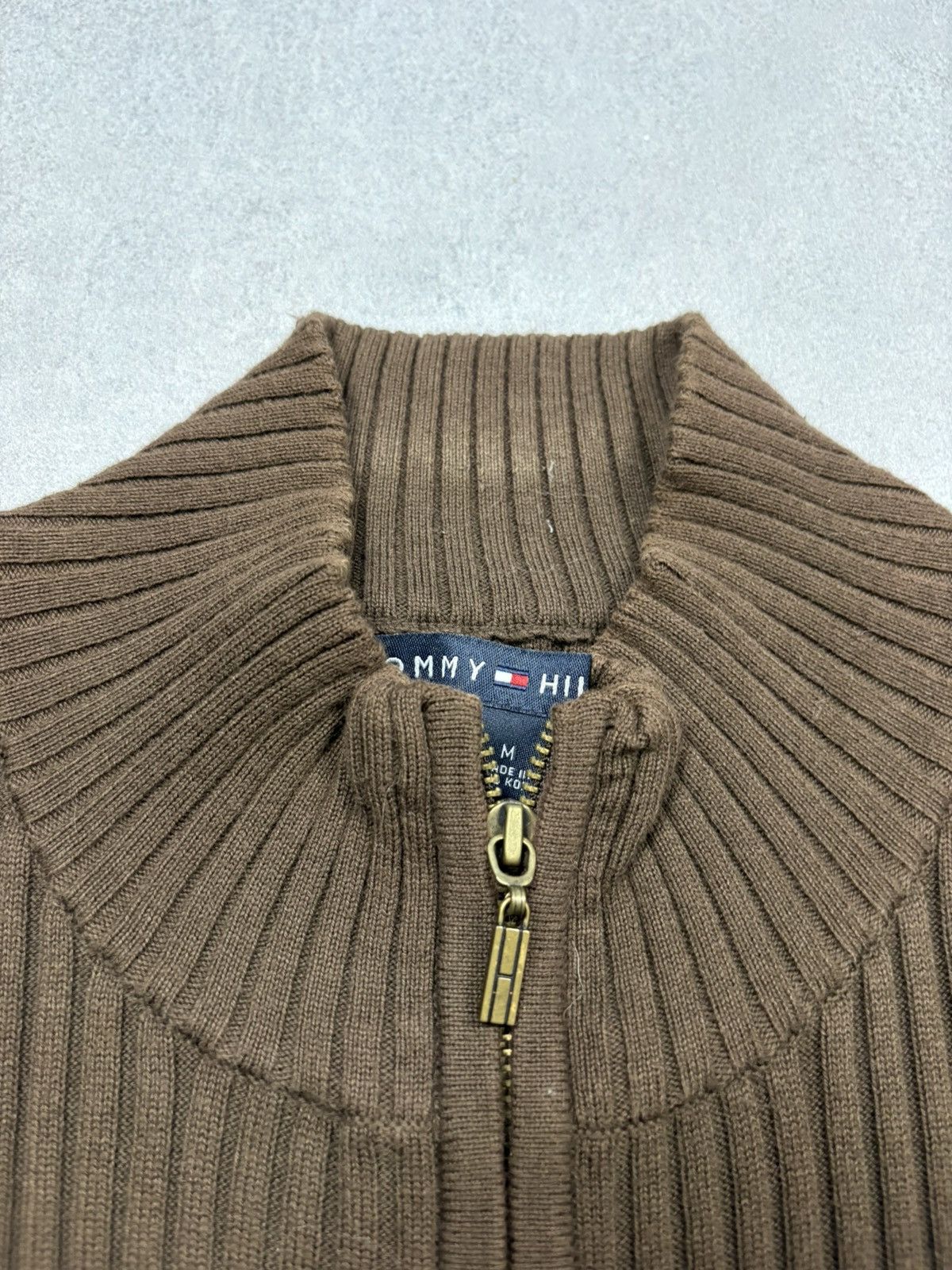 Tommy Hilfiger Tommy Hilfiger Ribbed Zip Up Brown Spell Out Logo Y2K 2000s Size M / US 6-8 / IT 42-44 - 7 Thumbnail