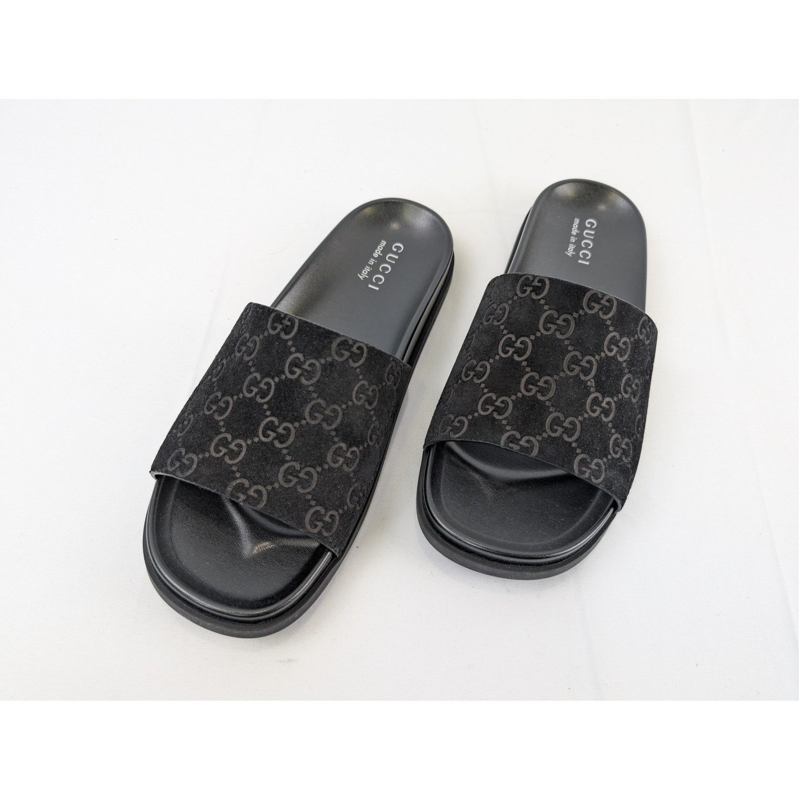 Gucci o1rshd1 Luxury Suede GG logo Slipper Slide Slider in Black Size US 7.5 / EU 40-41 - 8 Thumbnail