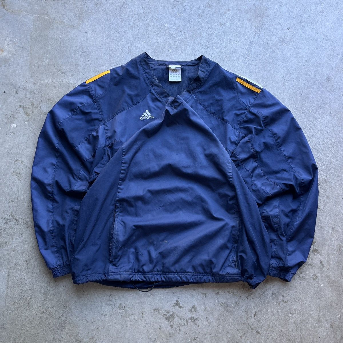 Adidas Vintage Y2K Adidas Navy Yellow Pullover Windbreaker Size US XL / EU 56 / 4 - 1 Thumbnail