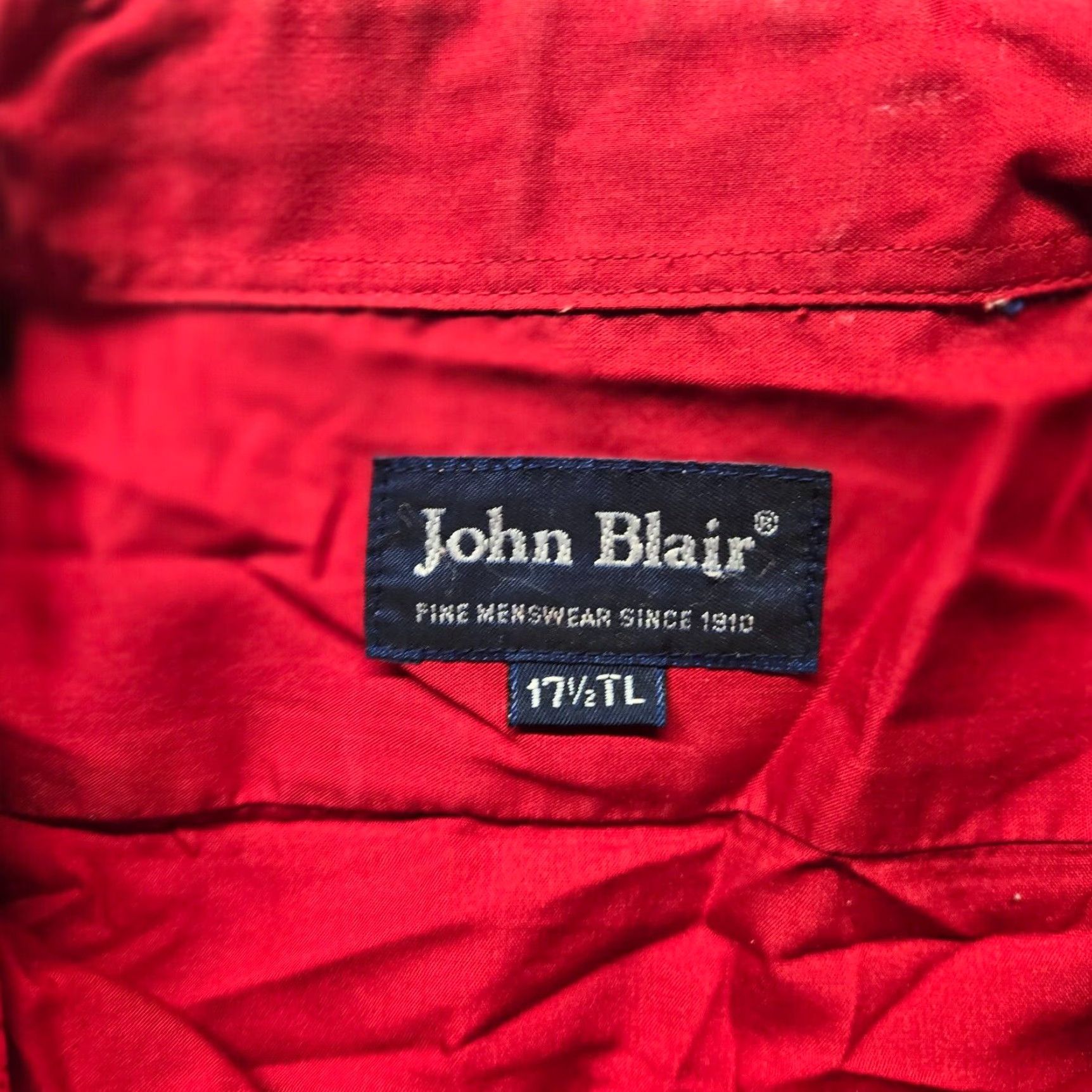 Blair John Blair Shirt Button-Up Solid Red Long Sleeve Adult Men 17.5 Regular Red Boys Mens Girls Size US XL / EU 56 / 4 - 4 Thumbnail