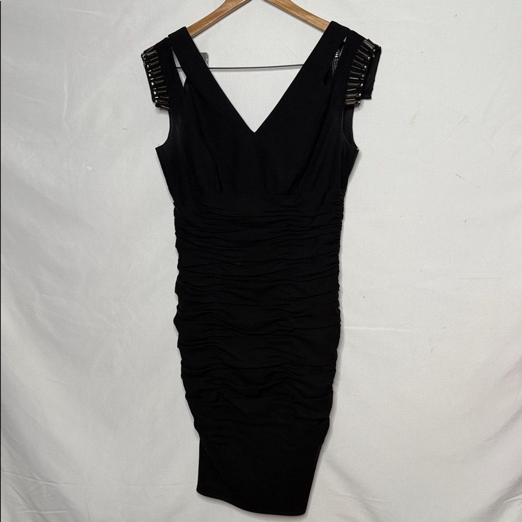 The Unbranded Brand JS Collections petite Marianne black ruched studded dress 8 Size M / US 6-8 / IT 42-44 - 2 Thumbnail