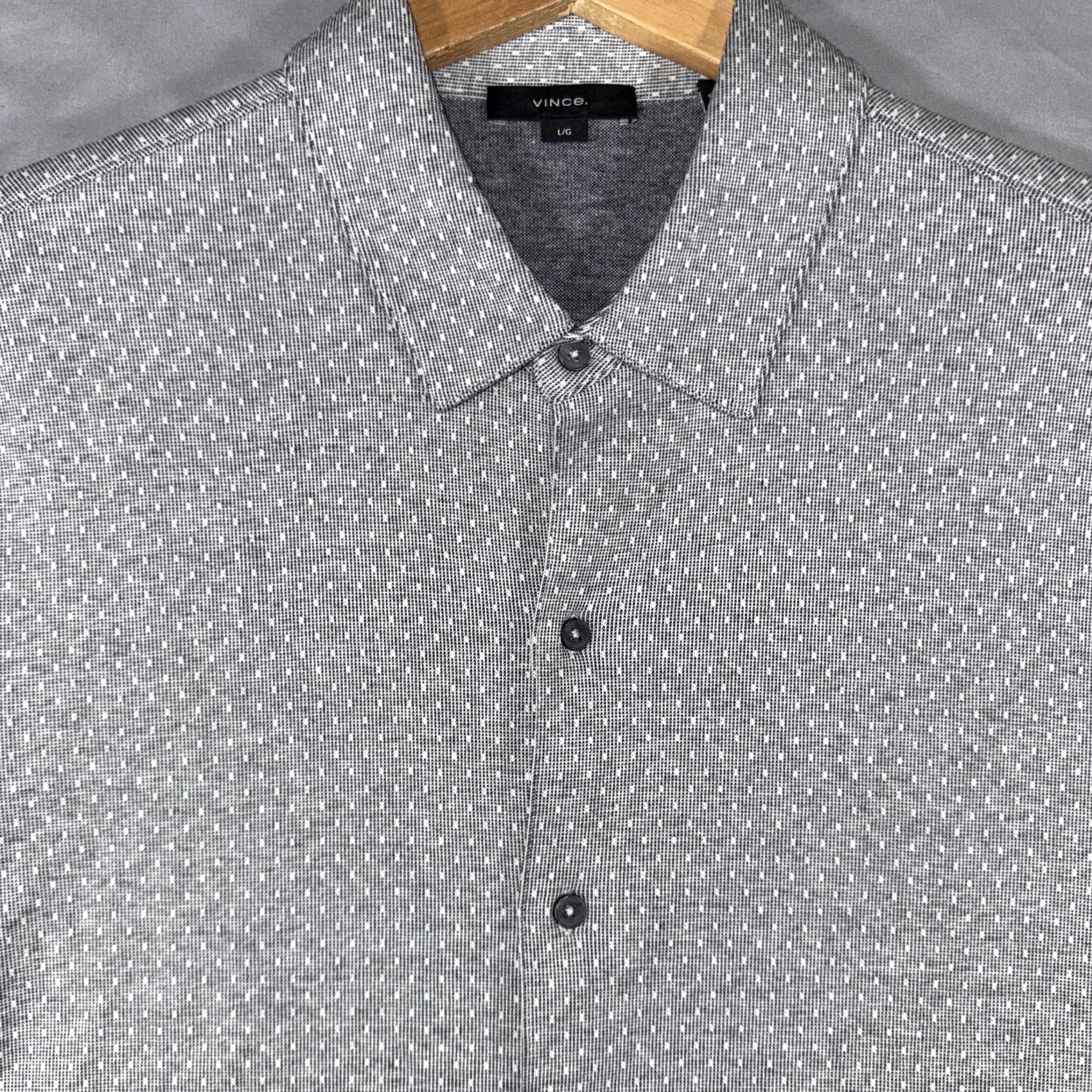 Vince Vince Shirt Mens Large Gray Geometric Cotton Short Sleeve Button Front Casual Size US L / EU 52-54 / 3 - 5 Thumbnail